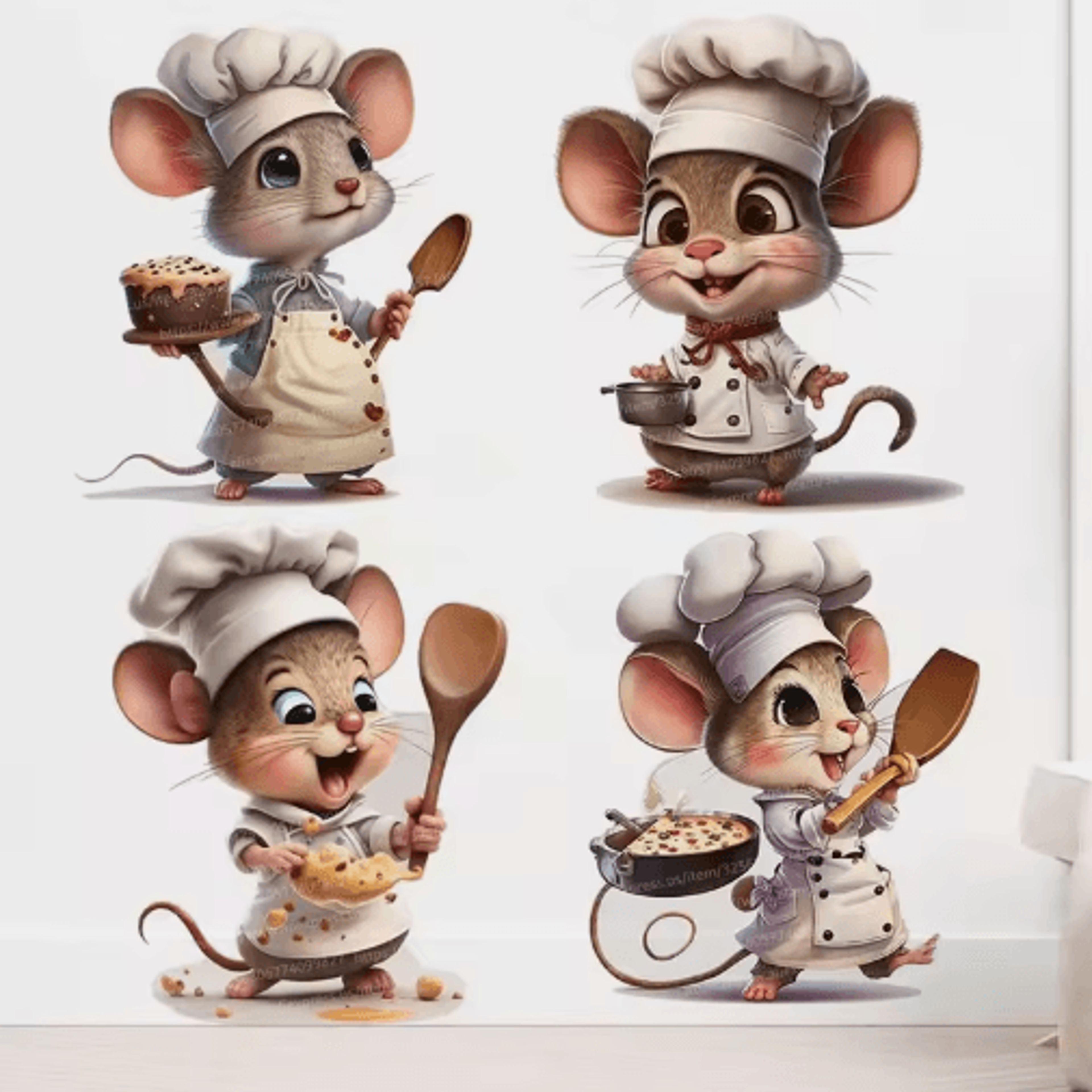 Cute Chef Mouse Wall Sticker  Cartoon SelfAdhesive Decor For Kids Room  Home Corners 0