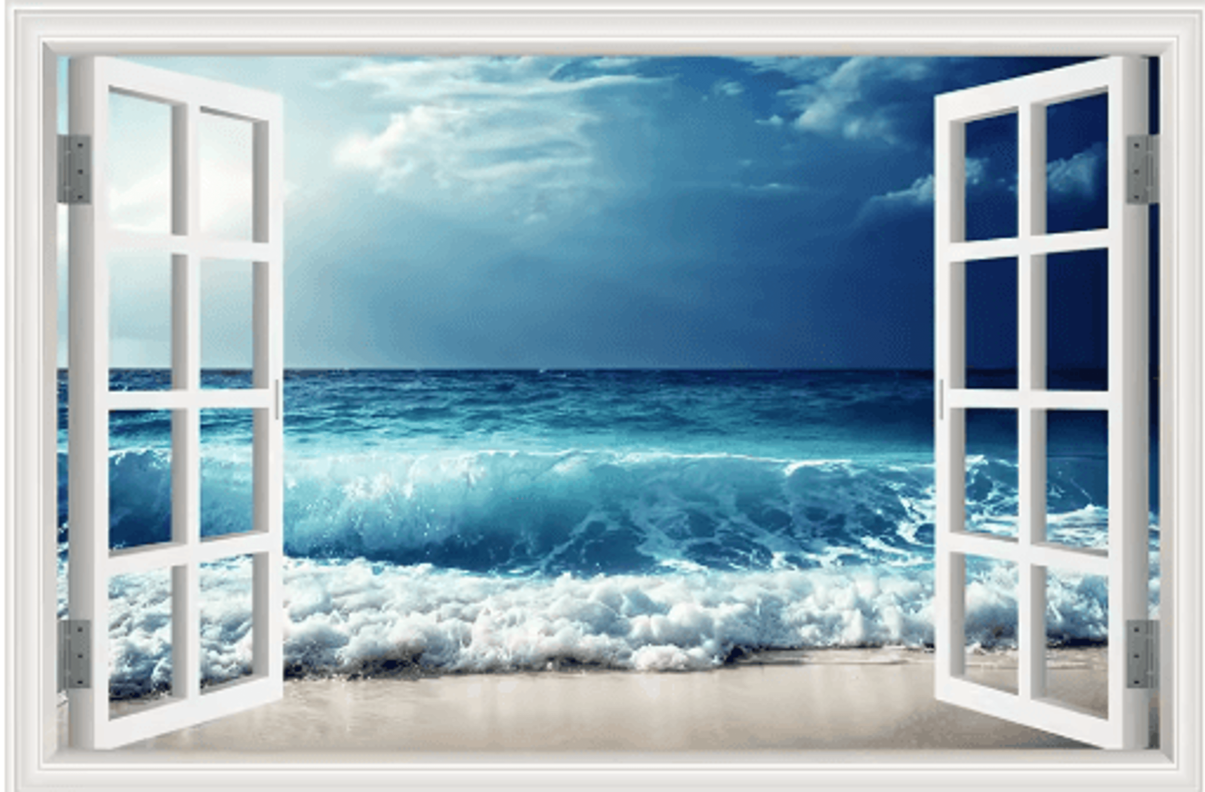 3D Beach Window Wall Sticker Ocean View SelfAdhesive Wall Mural Decor 8