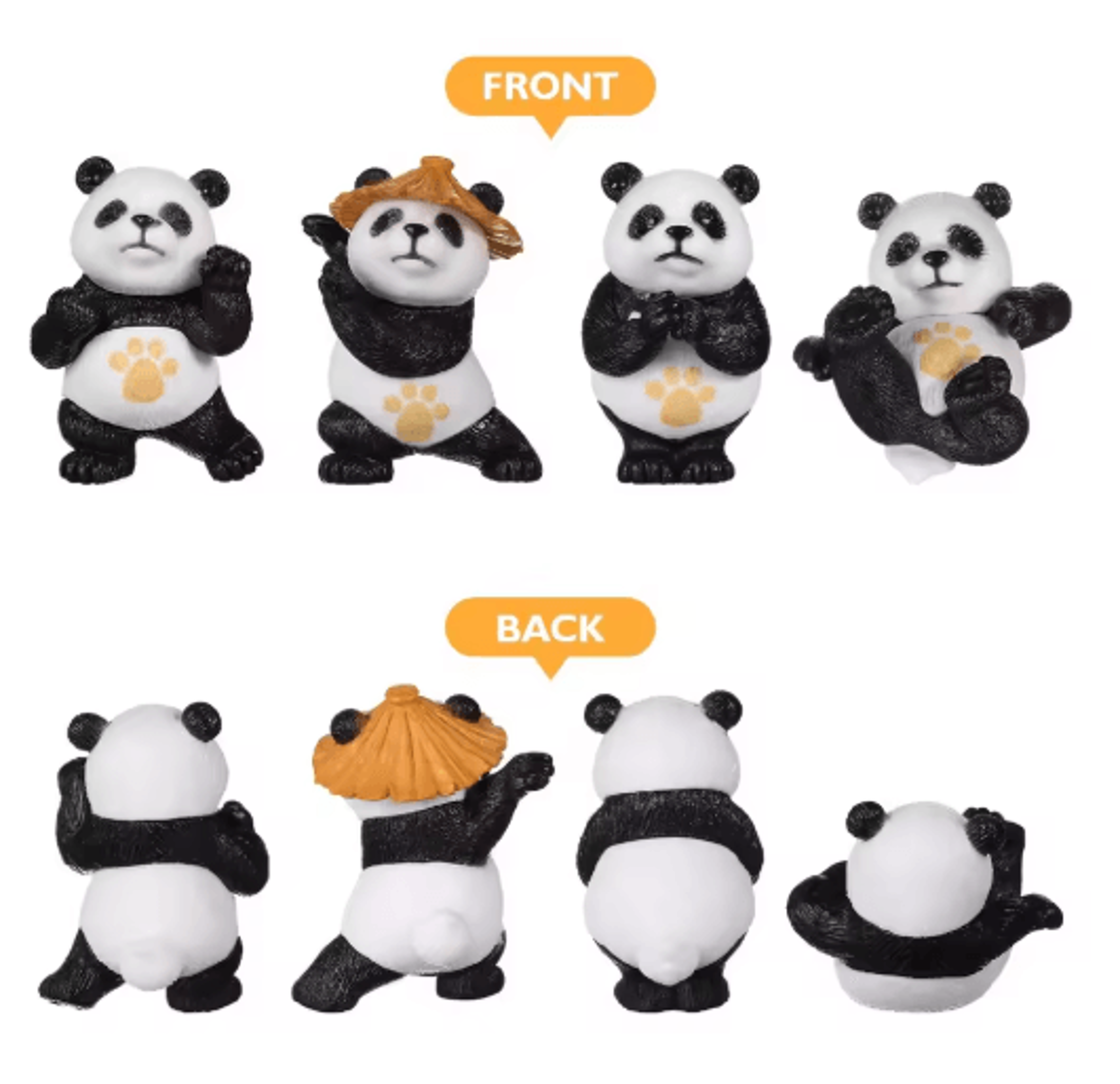 Mini Panda Figurine Decor  Cute Kung Fu Panda Statue For Desk Garden  Bonsai 3