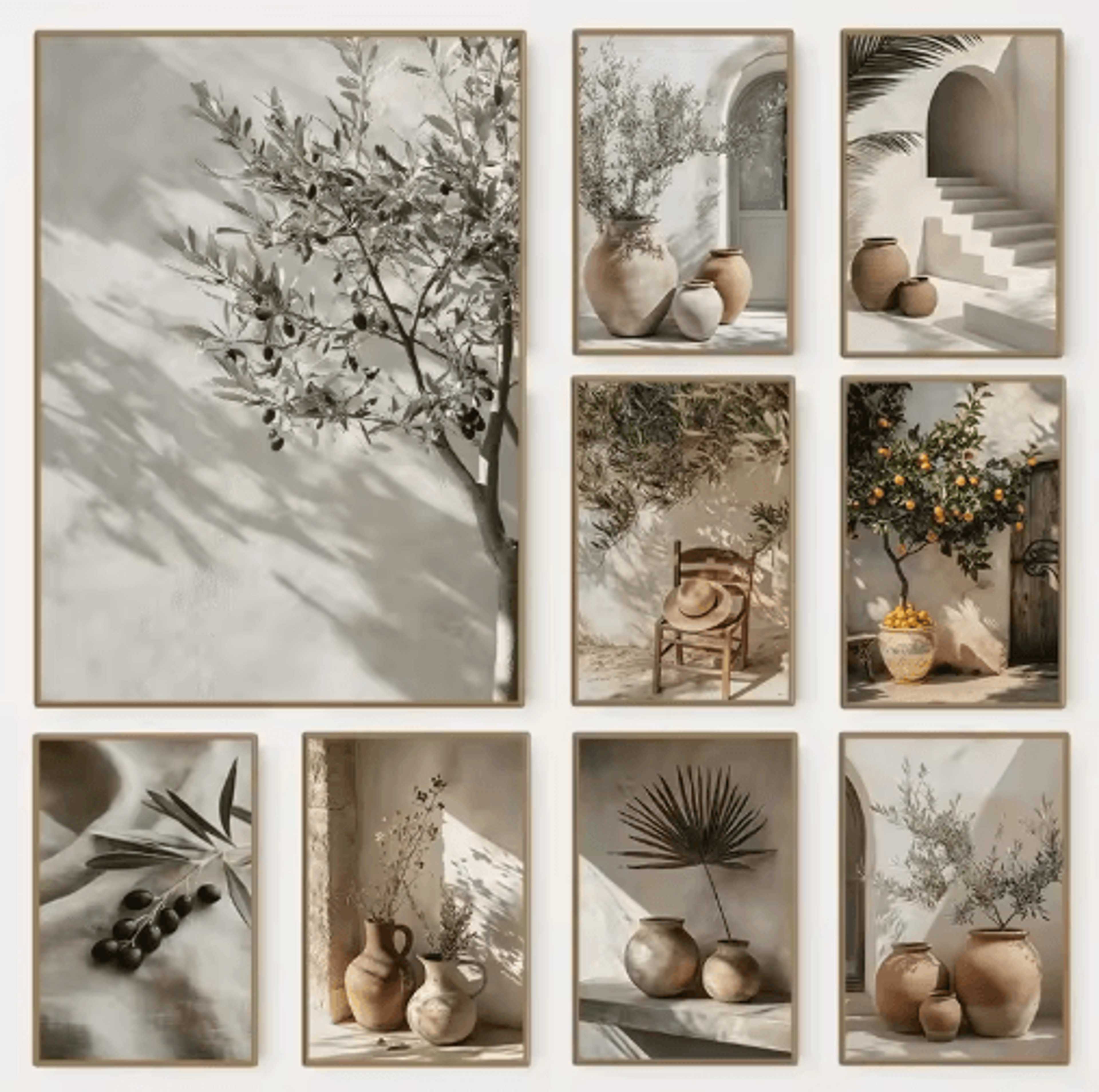 Minimalist Olive Tree Canvas Wall Art  Mediterranean Frameless Still Life Poster 0