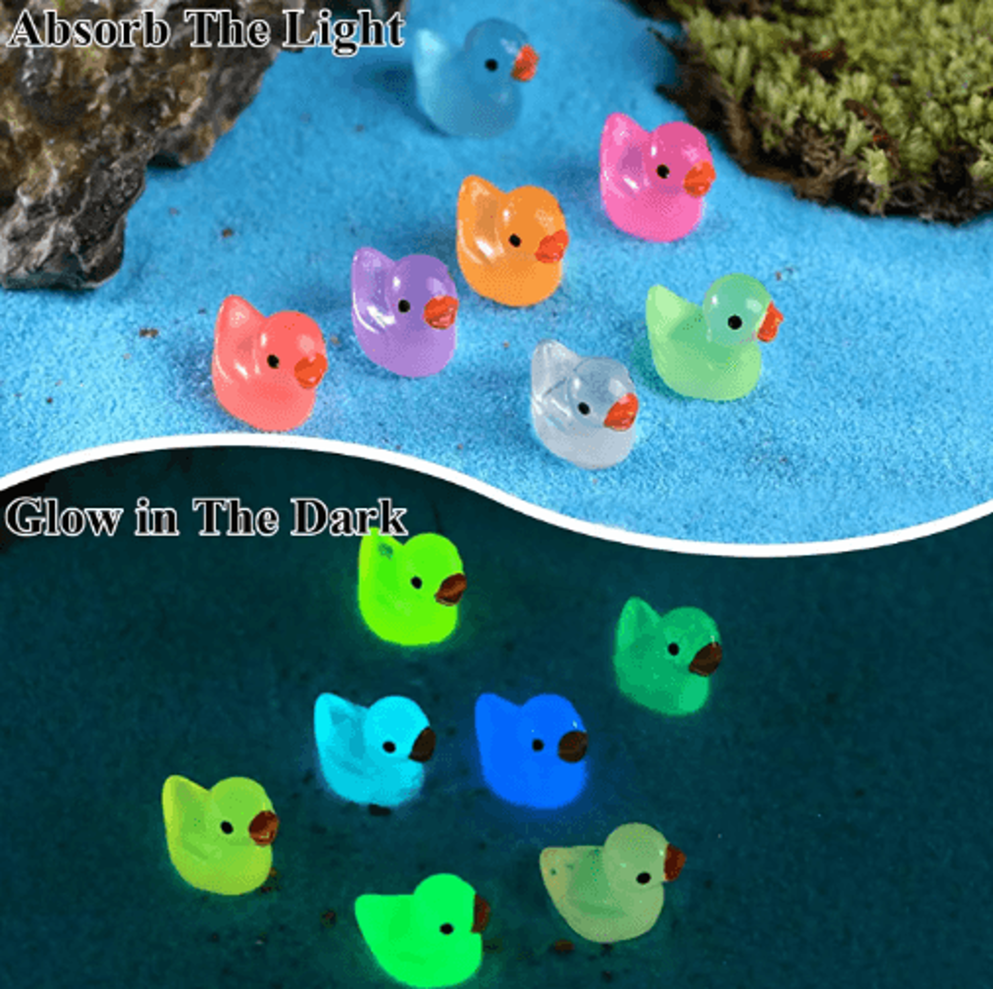 Glowing Mini Duck Figurines Set  Resin Fairy Garden  Micro Landscape Decor 4