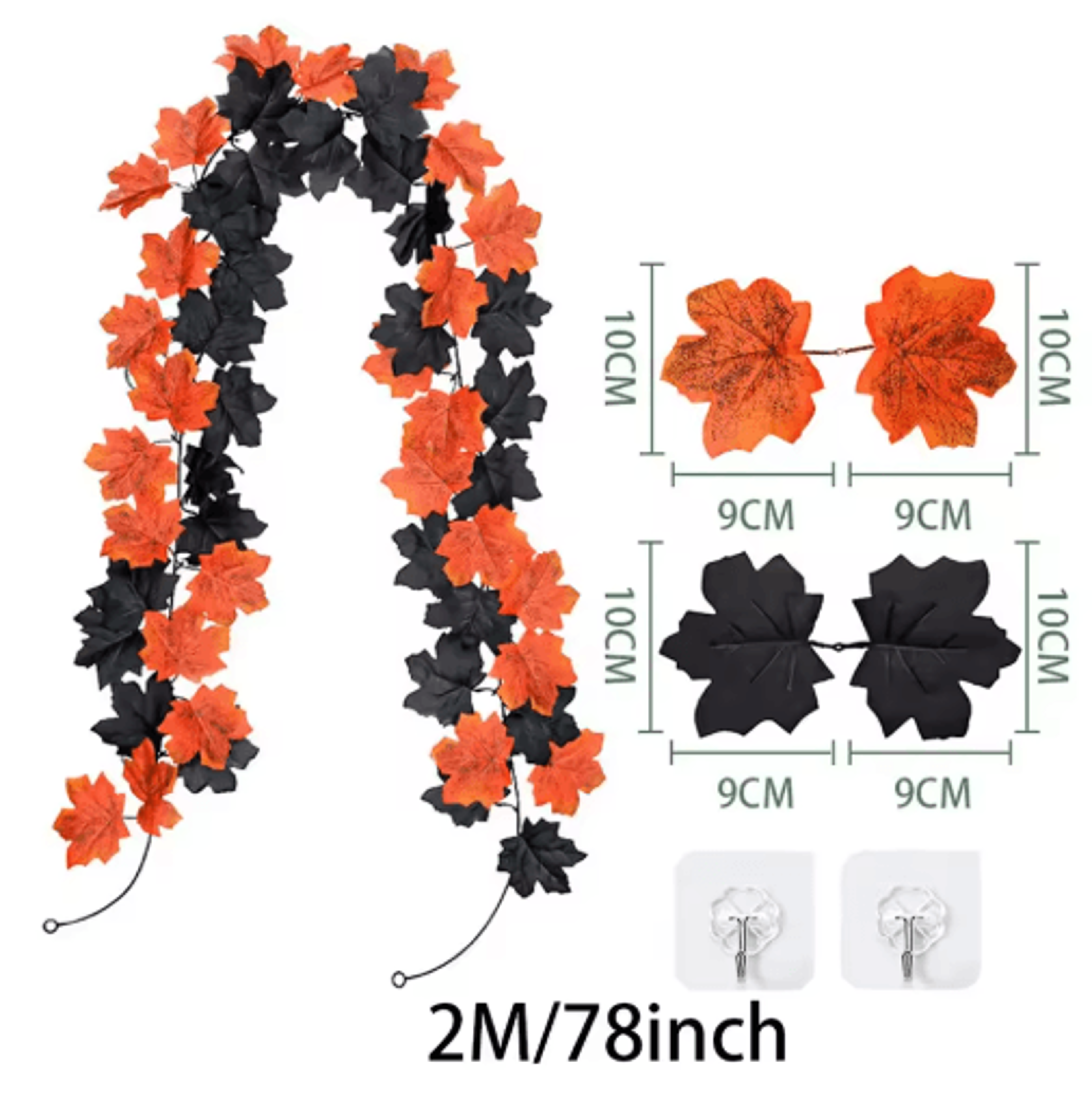 2M Artificial Maple Leaf Garland  Realistic Fall Decor Vine For Home  Events 4