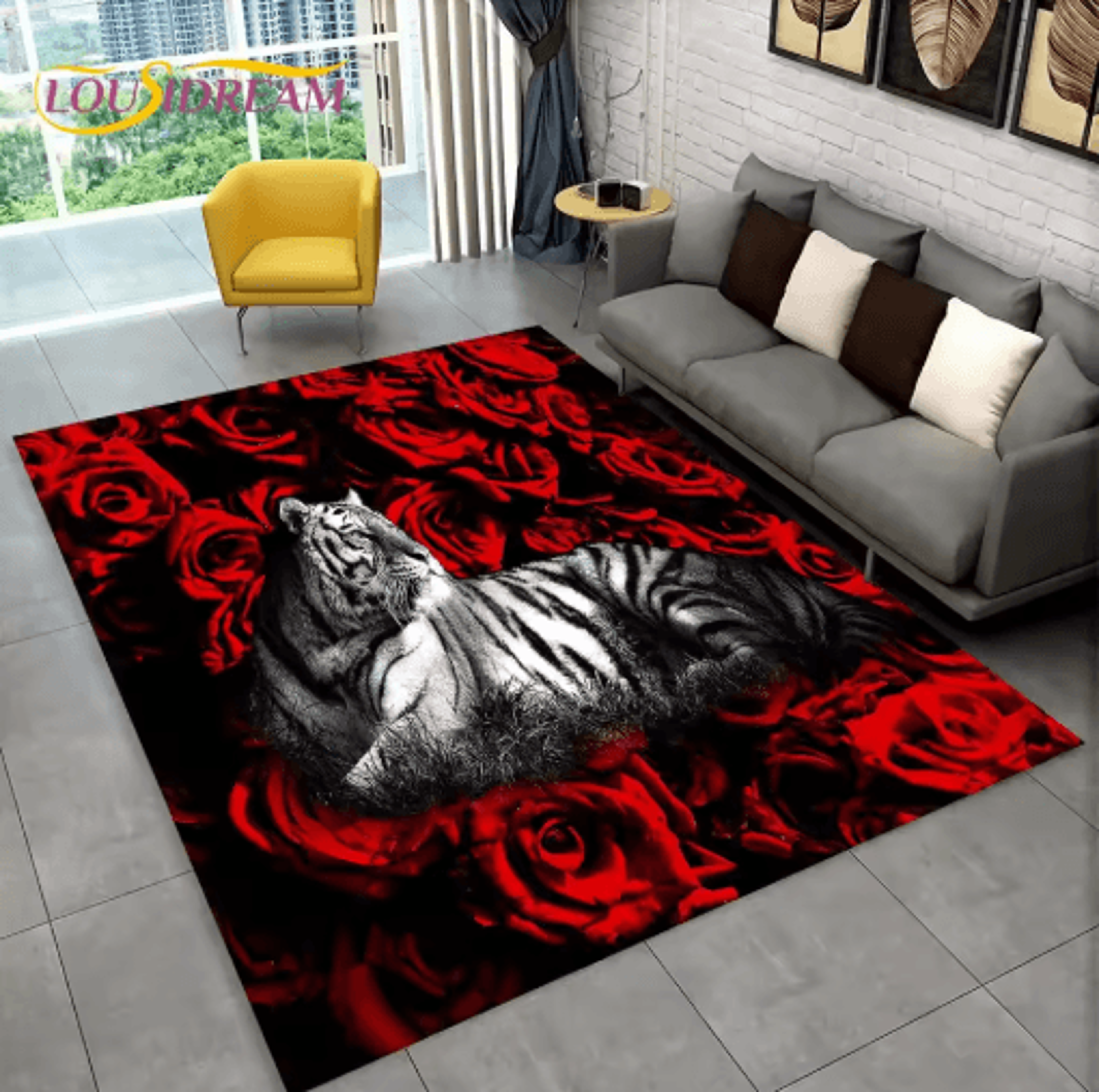 3D Animal Print Area Rug Non Slip Wildlife Carpet For Living Room  Kids Spaces 7