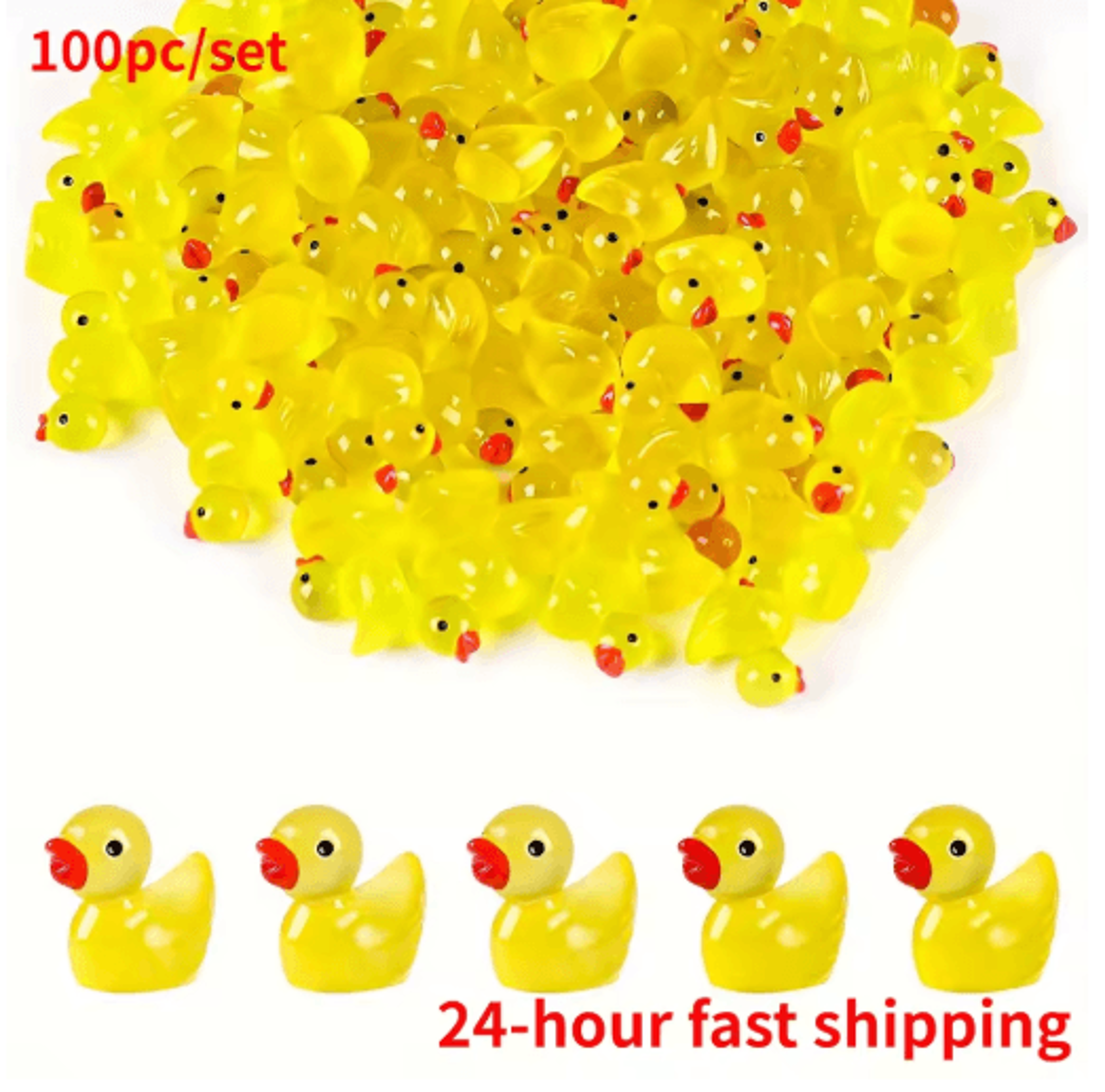 100PCS Glow In The Dark Duck Figurines Luminous Mini Resin Ducks For DIY Decor 0