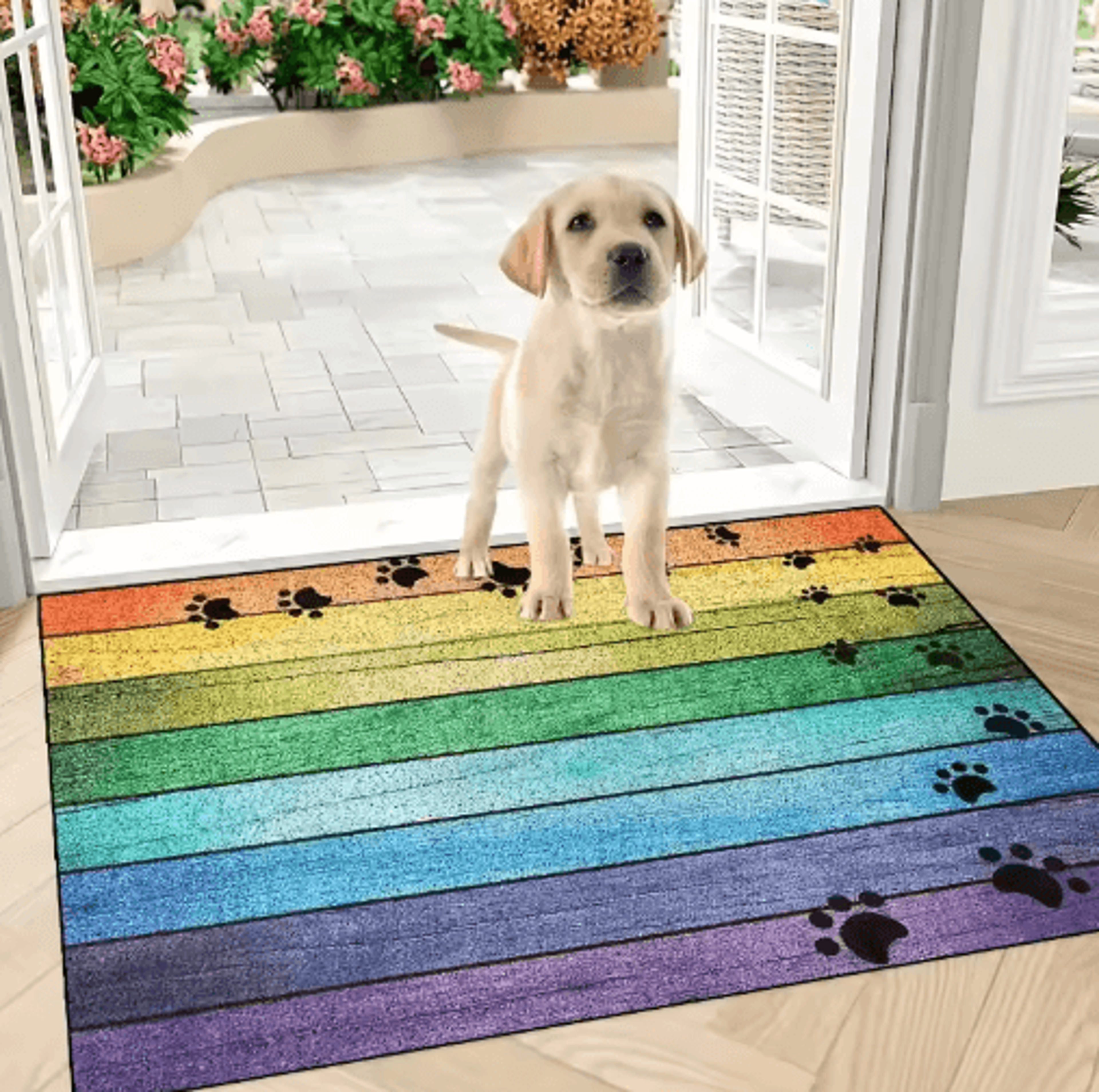 Cute Cat Paw Print Doormat Absorbent Washable Non Slip Kitchen  Entrance Rug 1