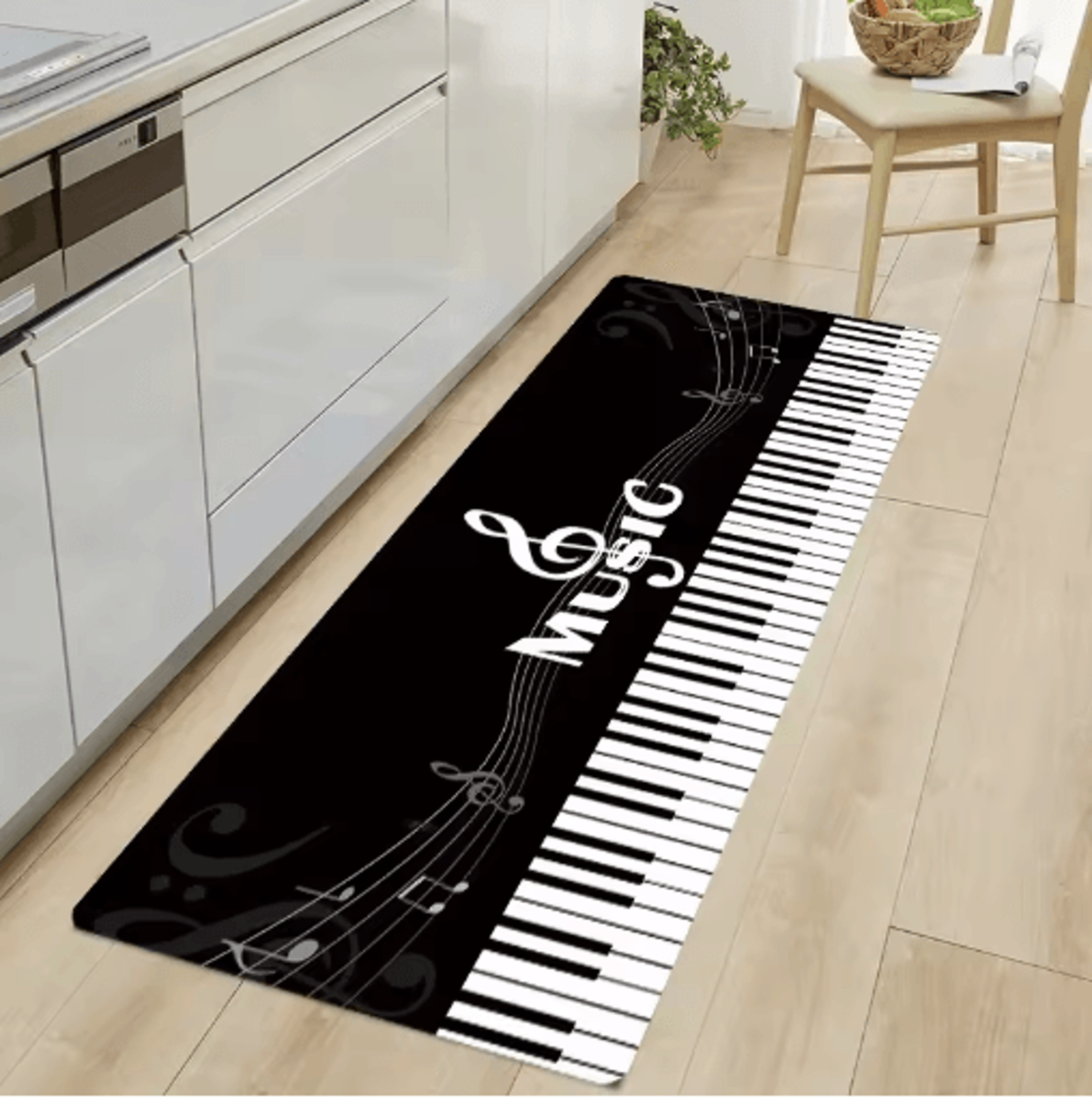 MusicThemed Non Slip Kitchen Rug Runner Decorative Floor Mat For Home  Entrance 0