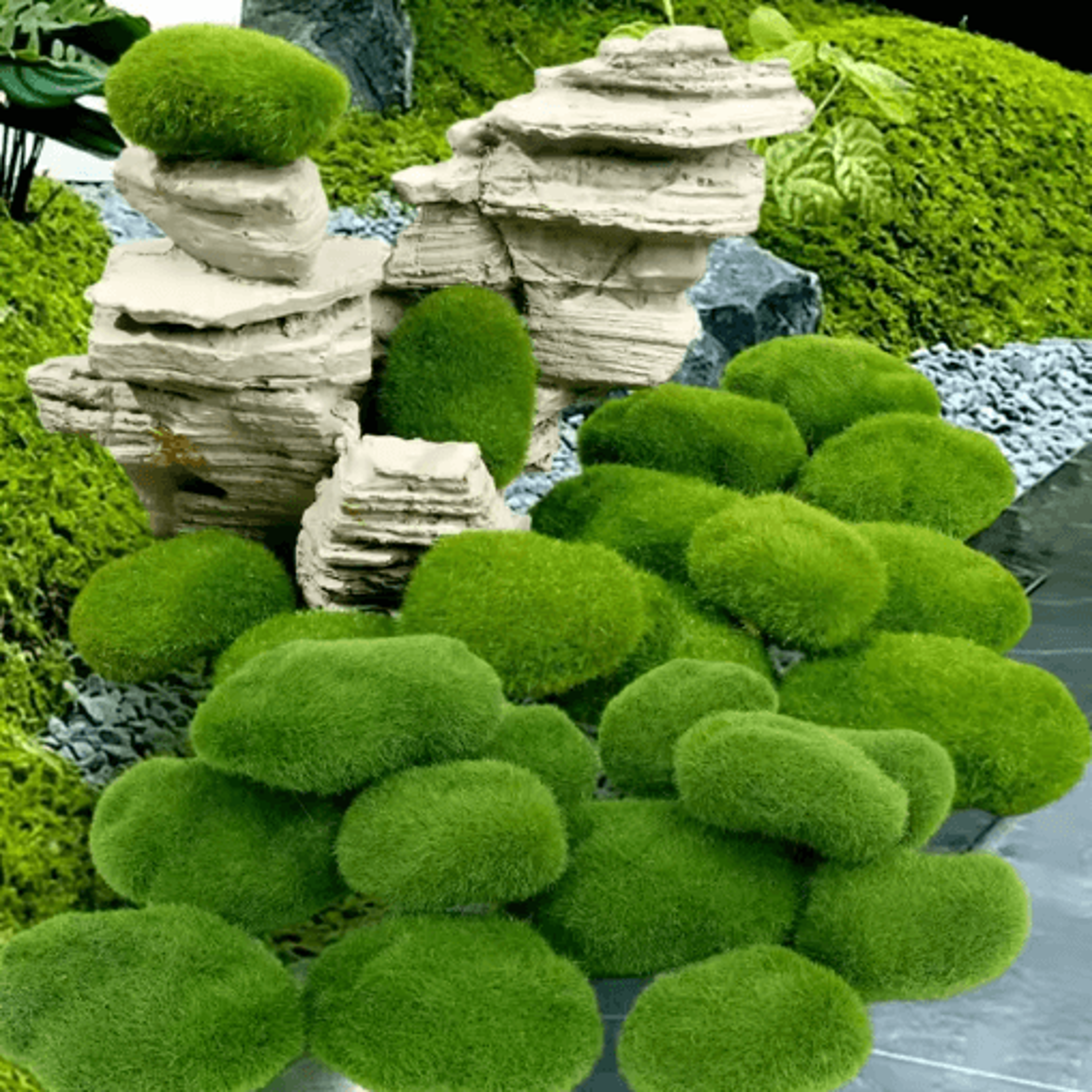 Artificial Moss Rocks  Balls  Decorative Green Moss Stones For Garden  Flower Pots 0