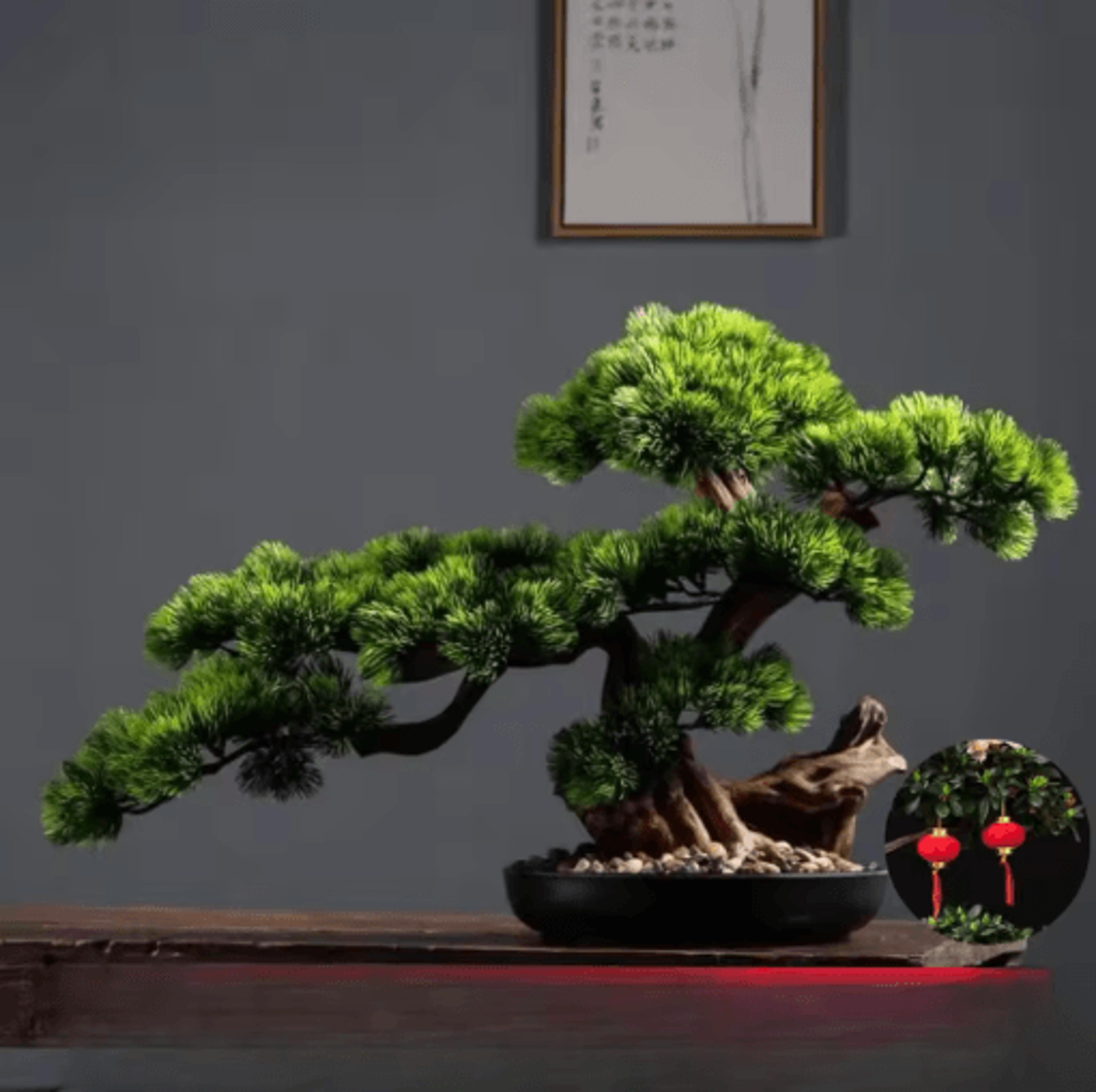 Artificial Pine Bonsai Tree Mini Desktop Landscaping Decor For Home  Office 0