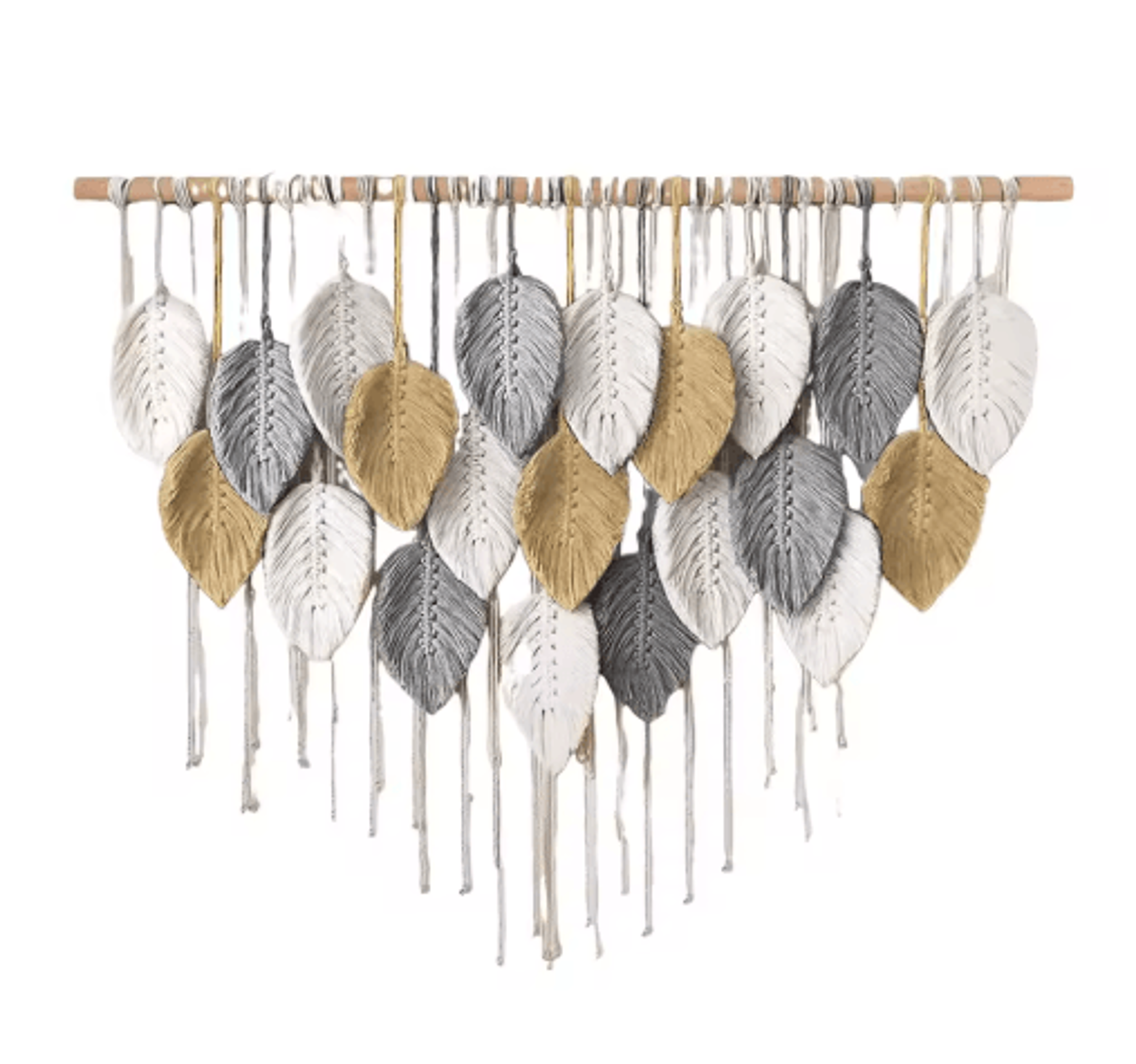 Large Boho Macrame Wall Hanging  Handmade Woven Tapestry Leaf  Feather Decor 3