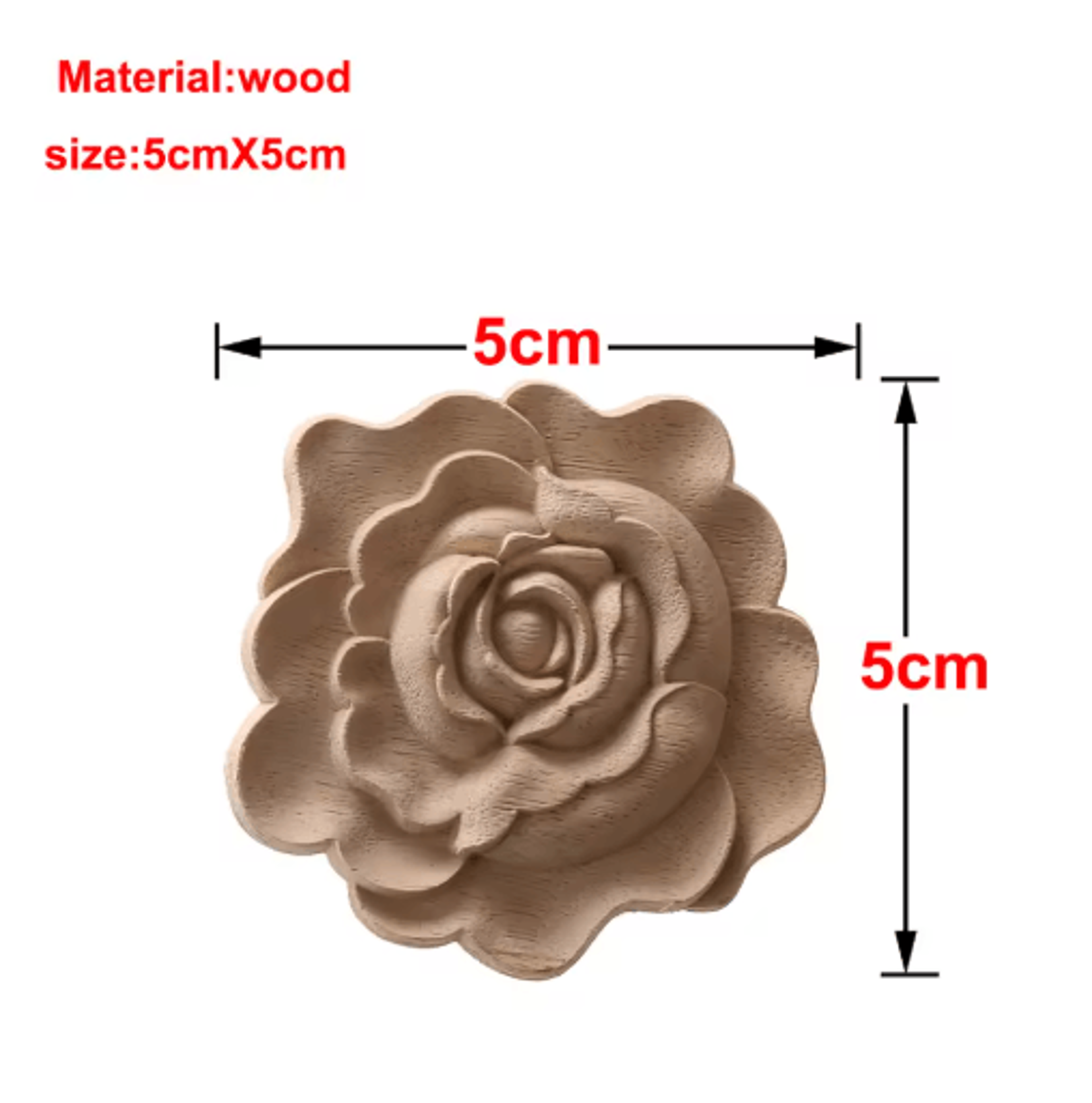 European Wooden Rose Applique Hand Carved Furniture  Cabinet Decor Accent 15
