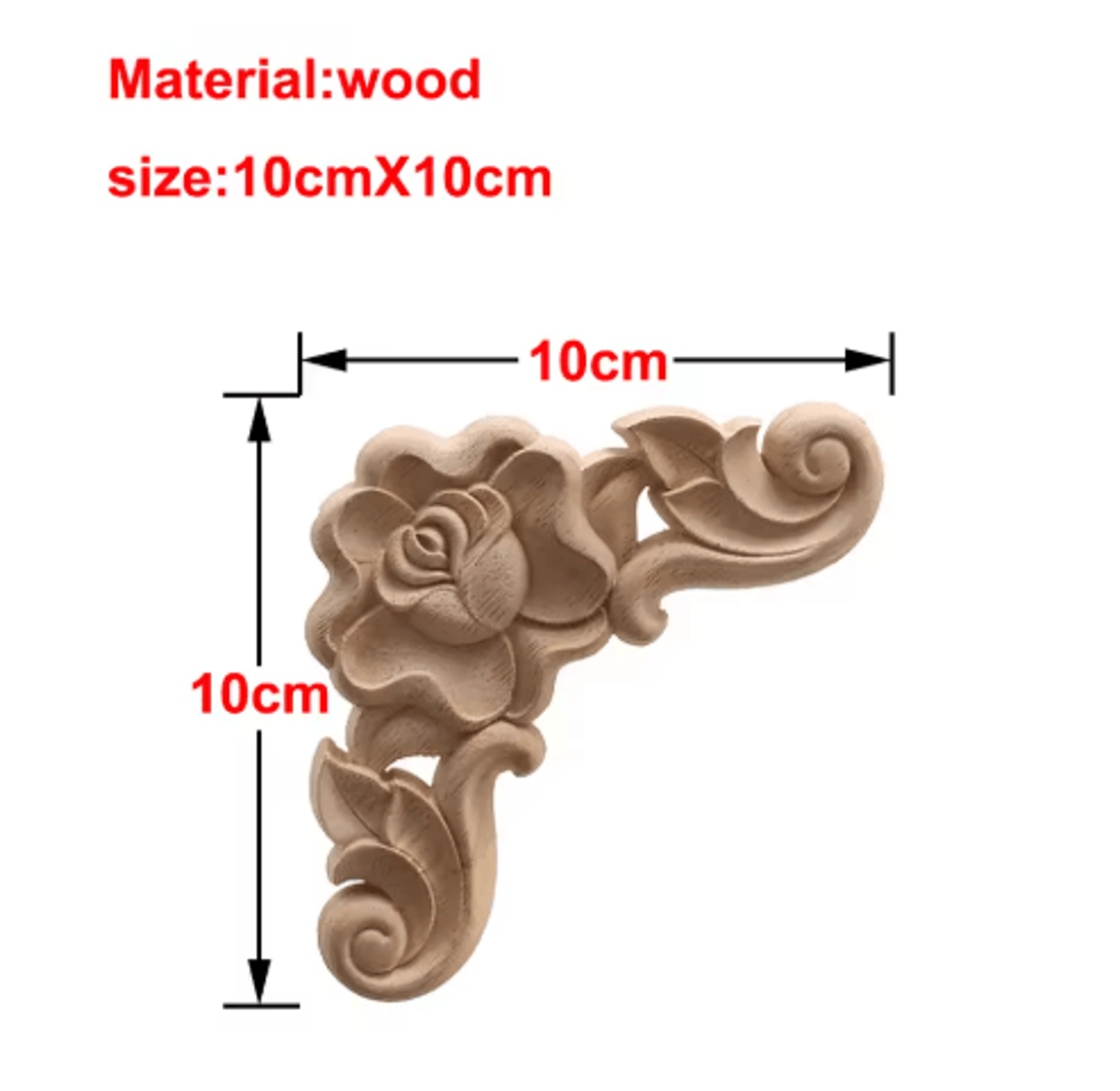 European Wooden Rose Applique Hand Carved Furniture  Cabinet Decor Accent 2