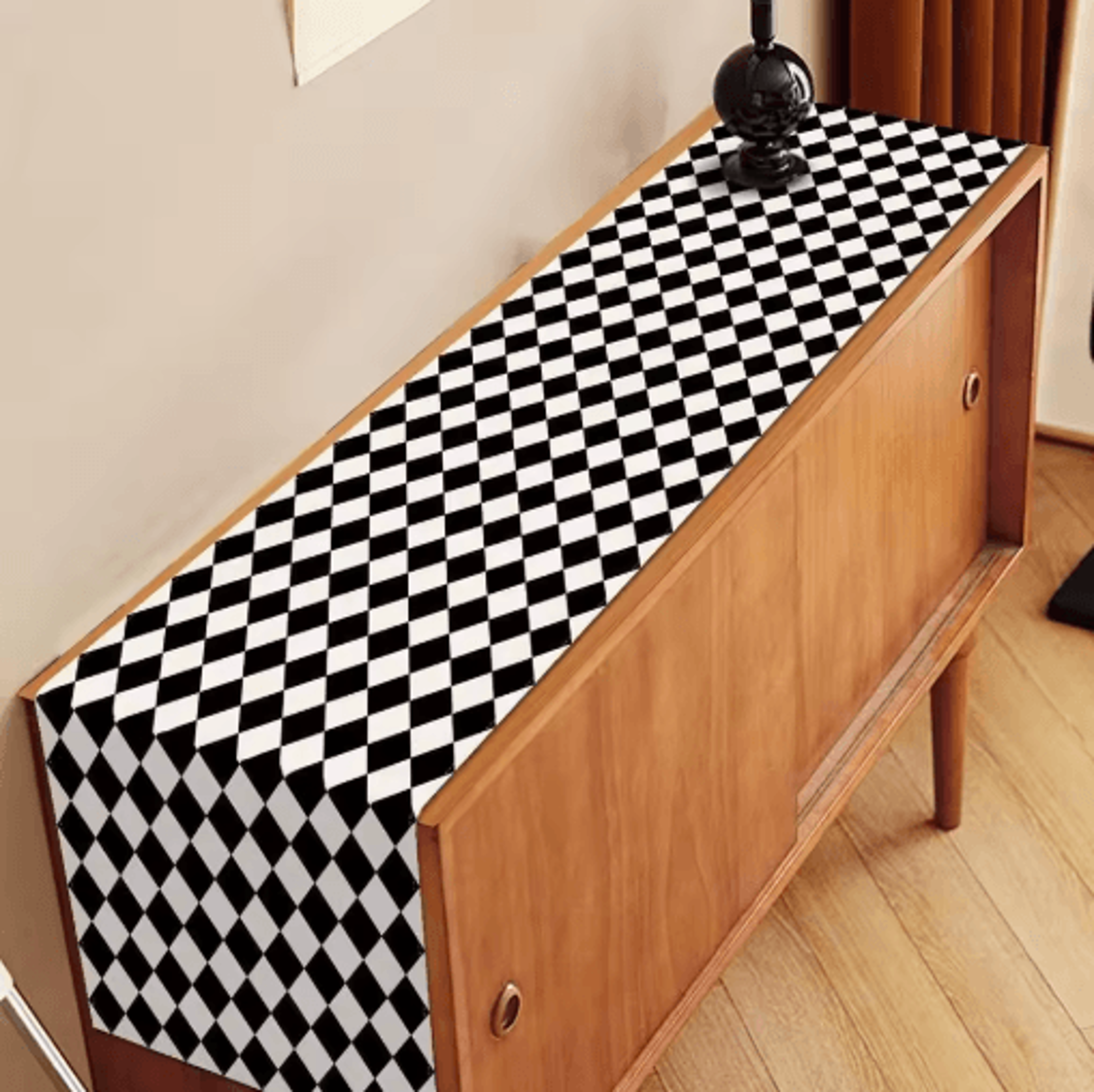 Black  White Buffalo Plaid Linen Table Runner Farmhouse Kitchen Table Decor 4