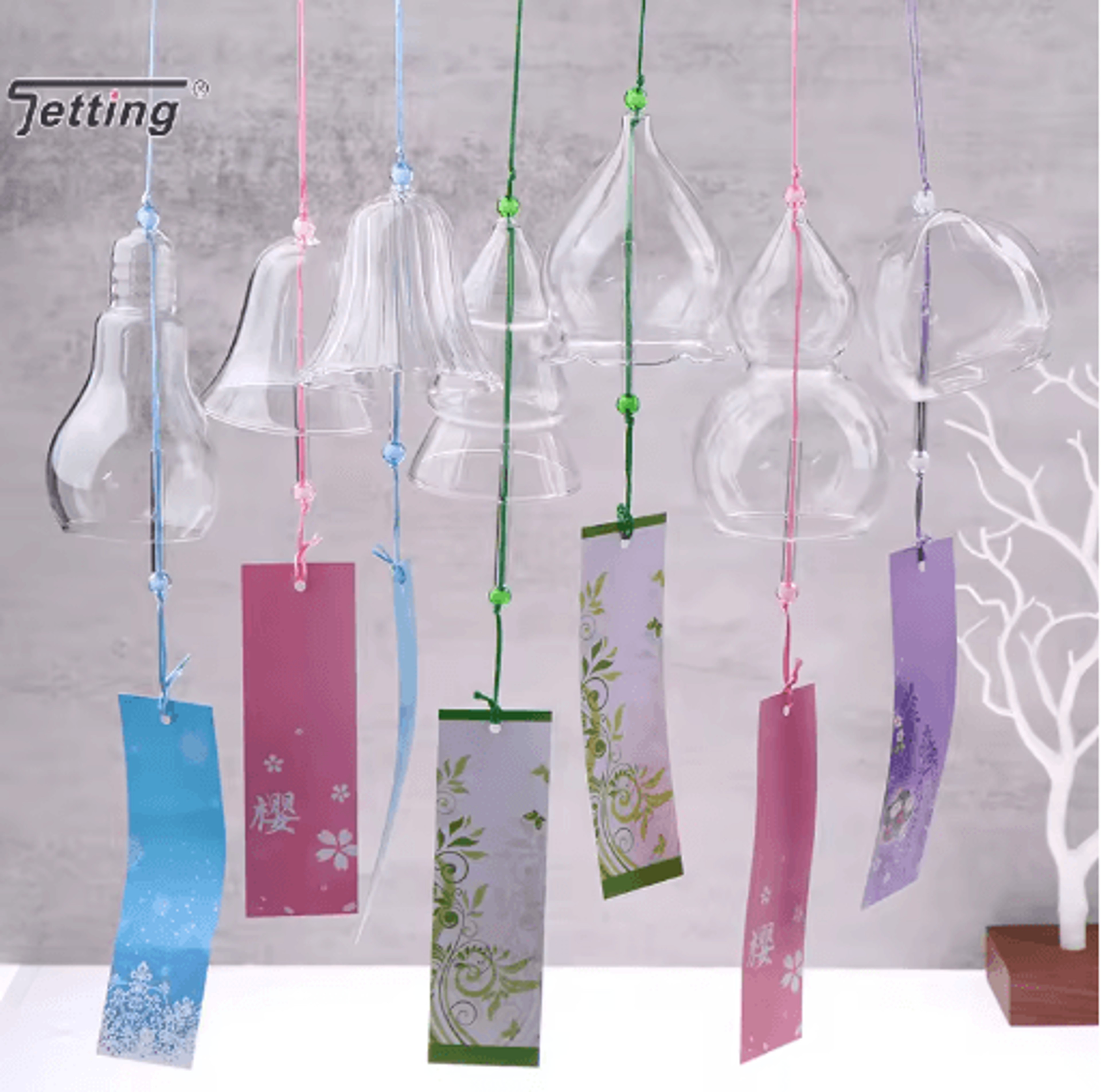 Transparent Glass Wind Chimes  Japanese Style Hanging Wind Bell Decor 8