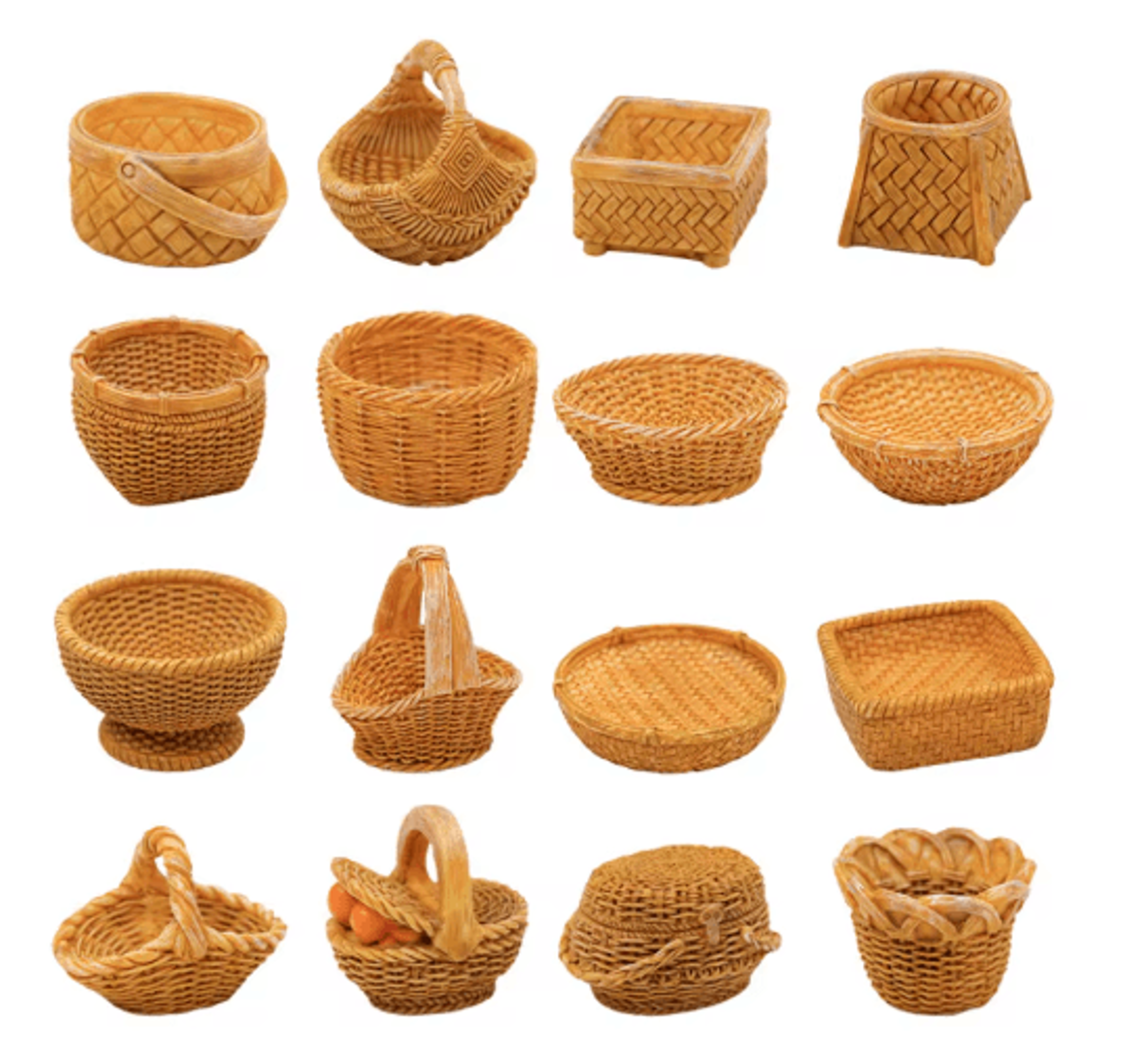 Mini Rattan Basket Model DIY Dollhouse Food Display  Kitchen Decor 19