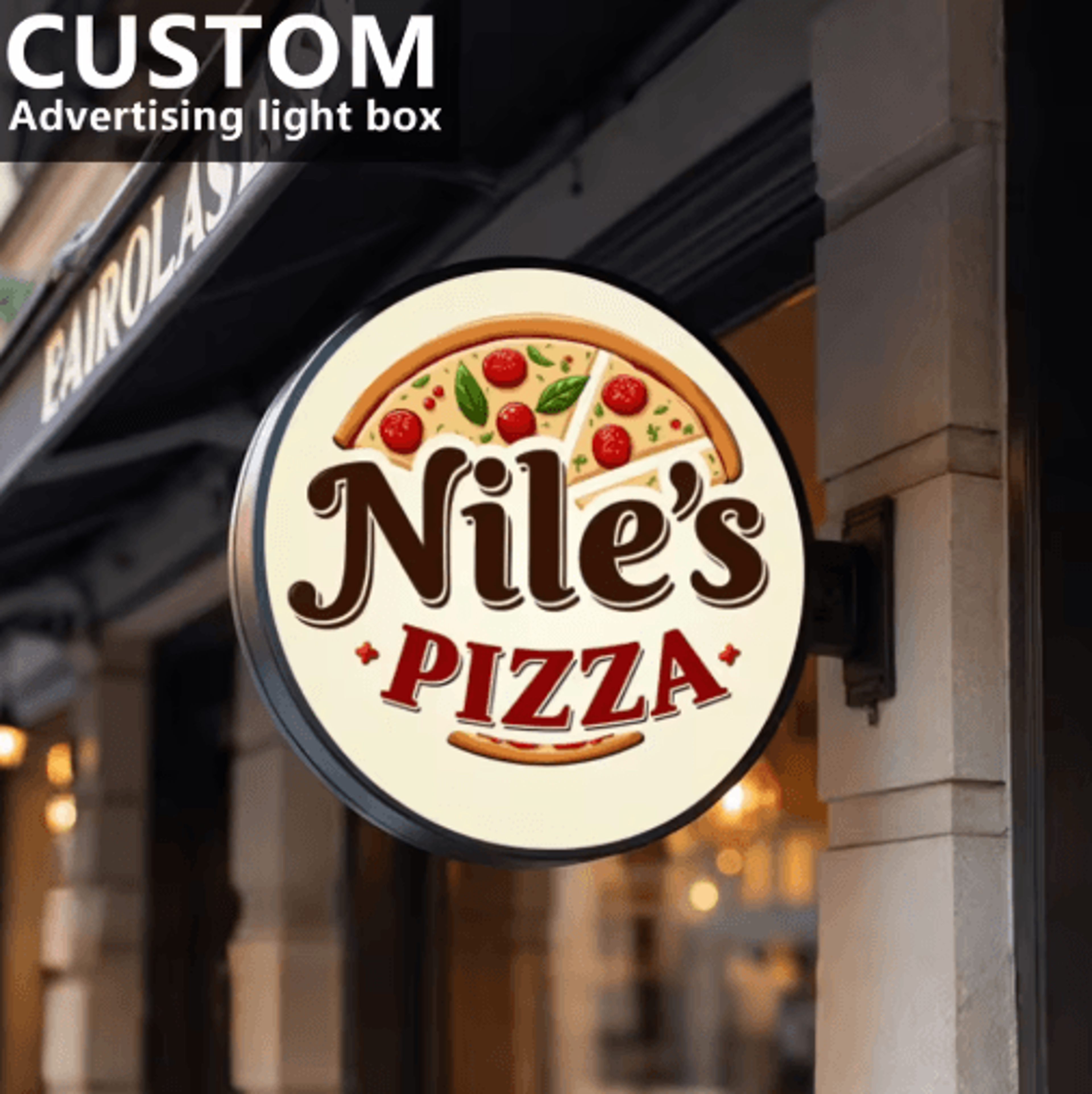 Custom Round LED Business Sign Double Sided Illuminated Storefront Logo Light Box 0