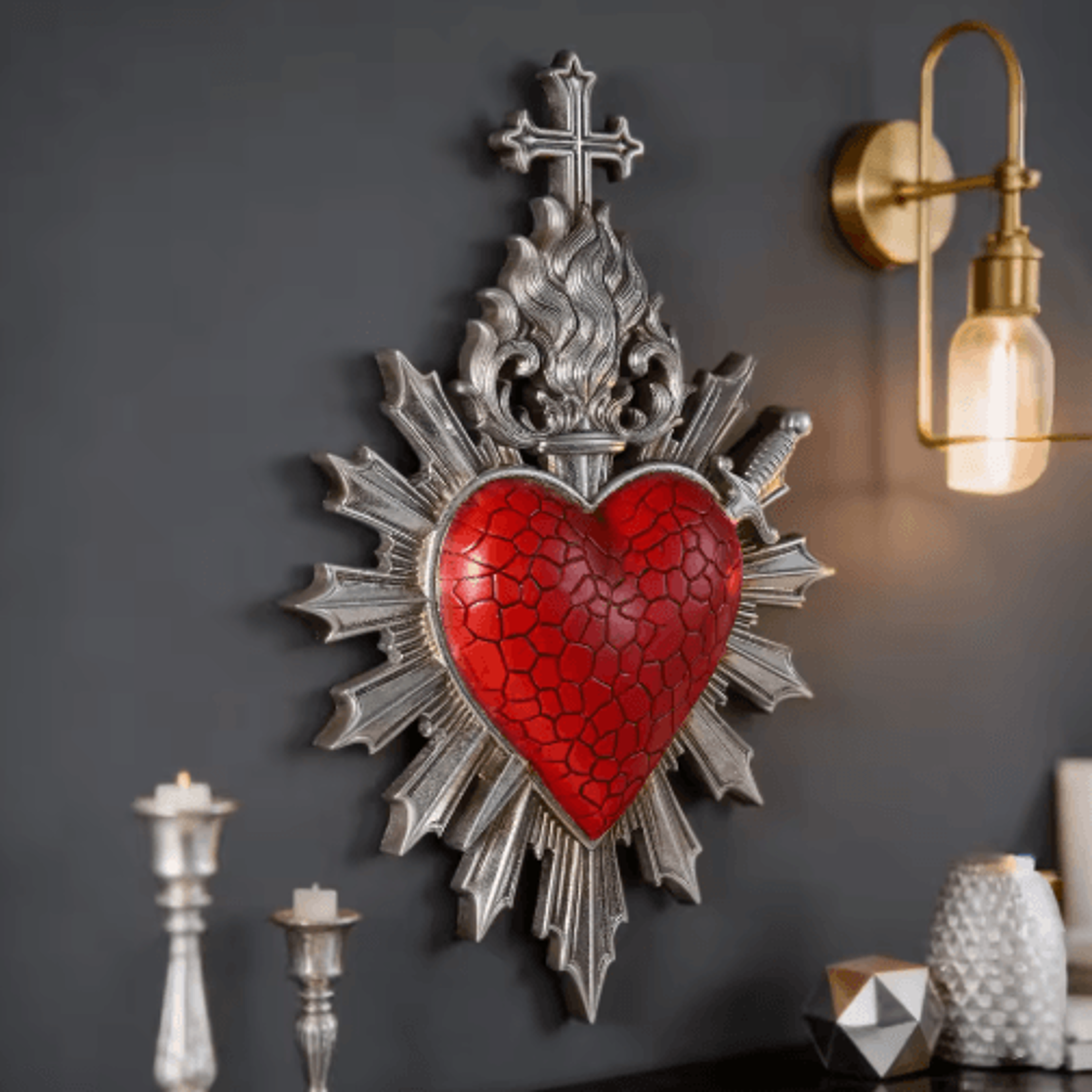 Simple Heart Arrow Wall Decor  Resin Romantic Hanging Pendant 6