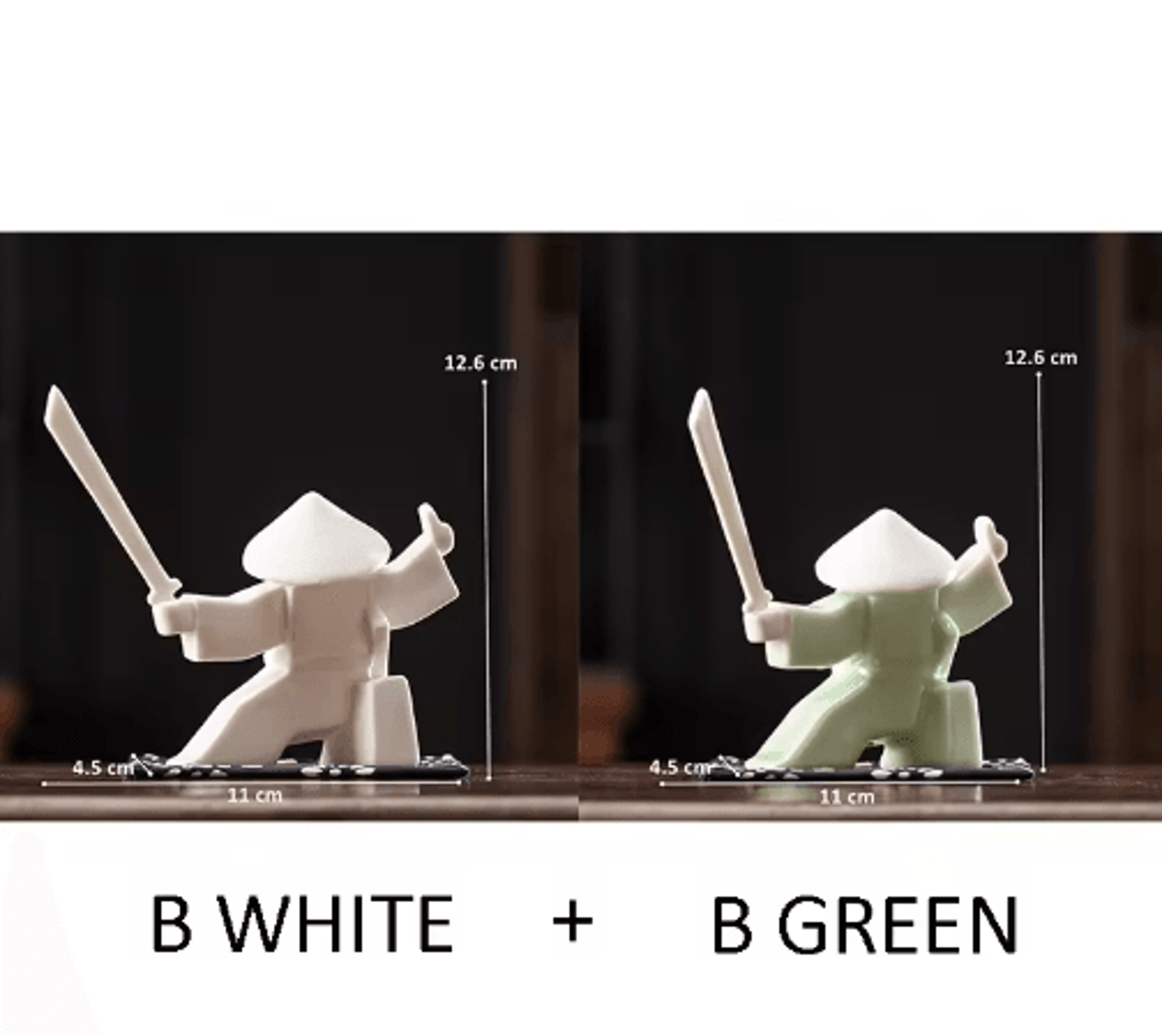 White Ceramic Samurai Figurine  Blanc De Chine Geometric Oriental Warrior Decor 13