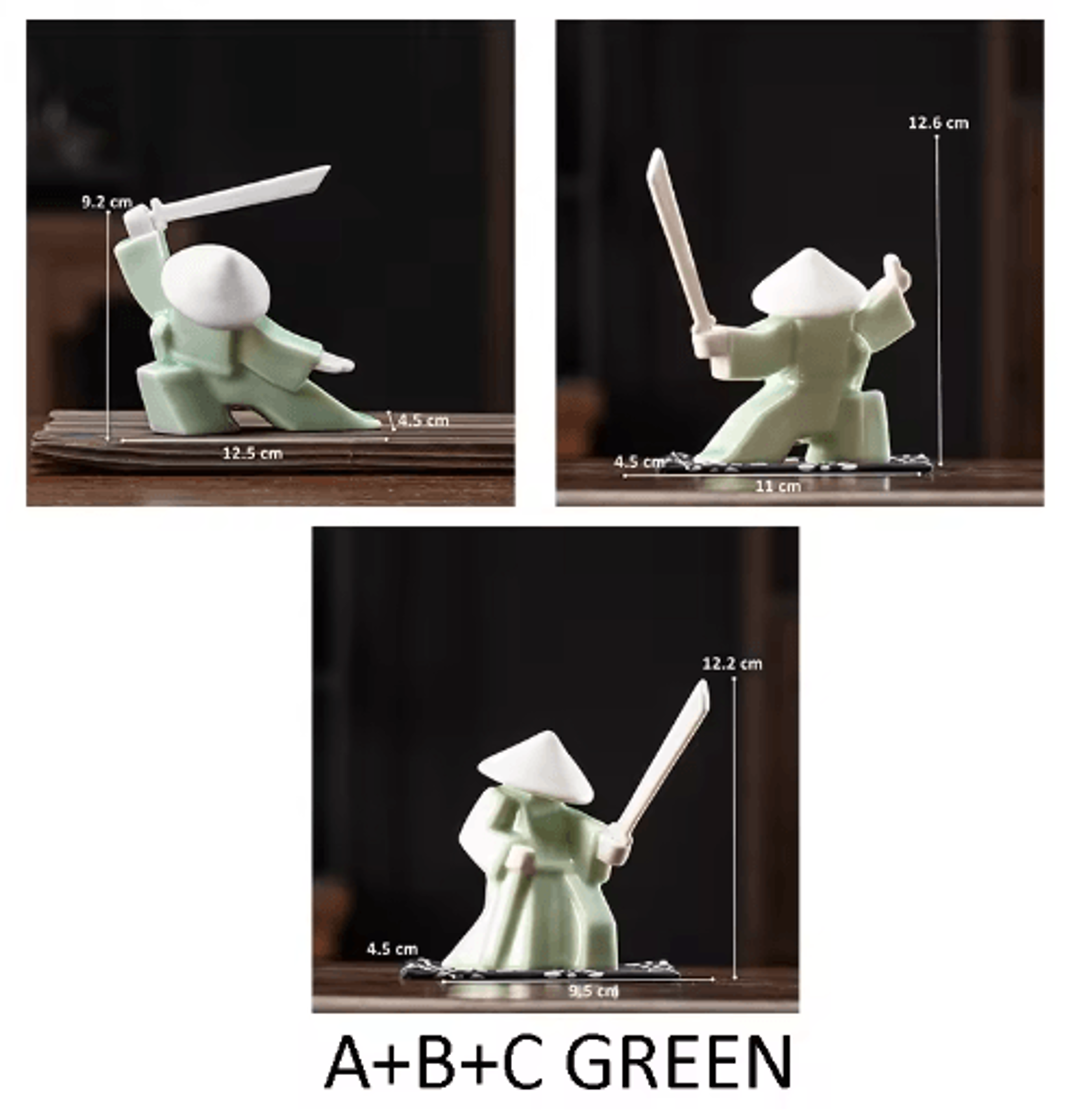 White Ceramic Samurai Figurine  Blanc De Chine Geometric Oriental Warrior Decor 5