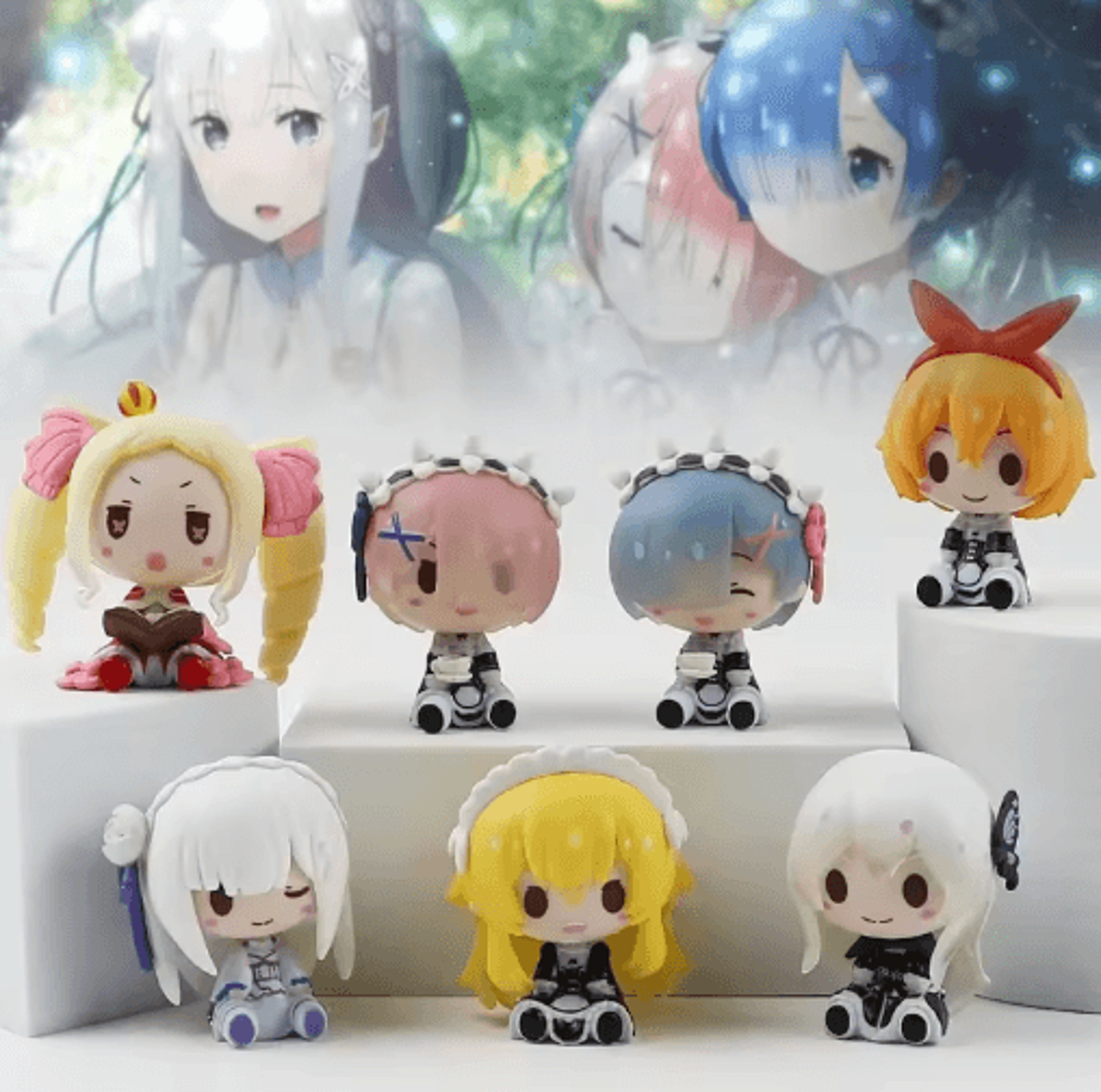 Cute Re Zero Rem Figure  Mini Emilia  Ram PVC Anime Desk Figurine 0