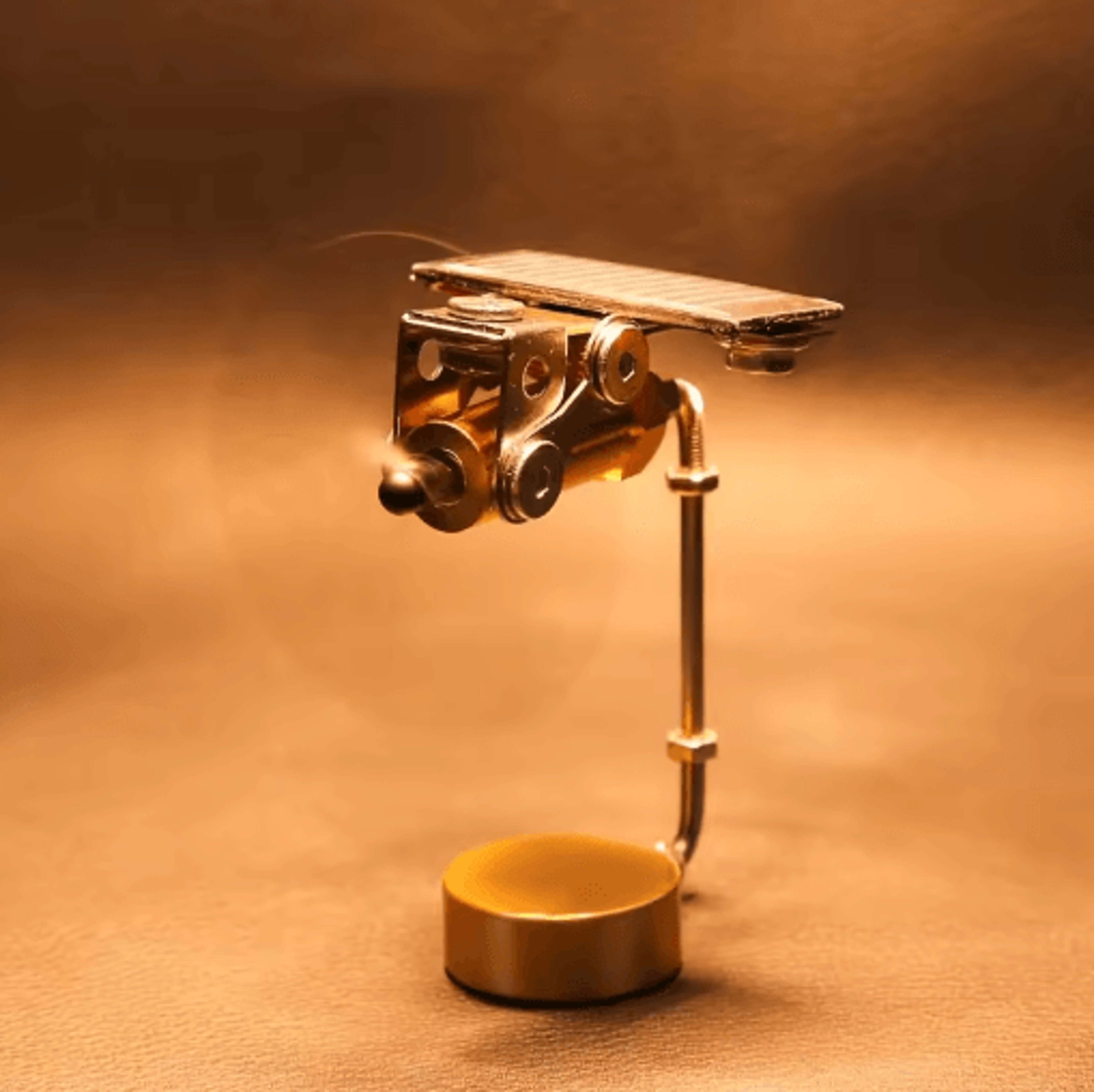 Copper Solar Windmill Ornament  WindPowered Educational Science Model  Desk Decor 3