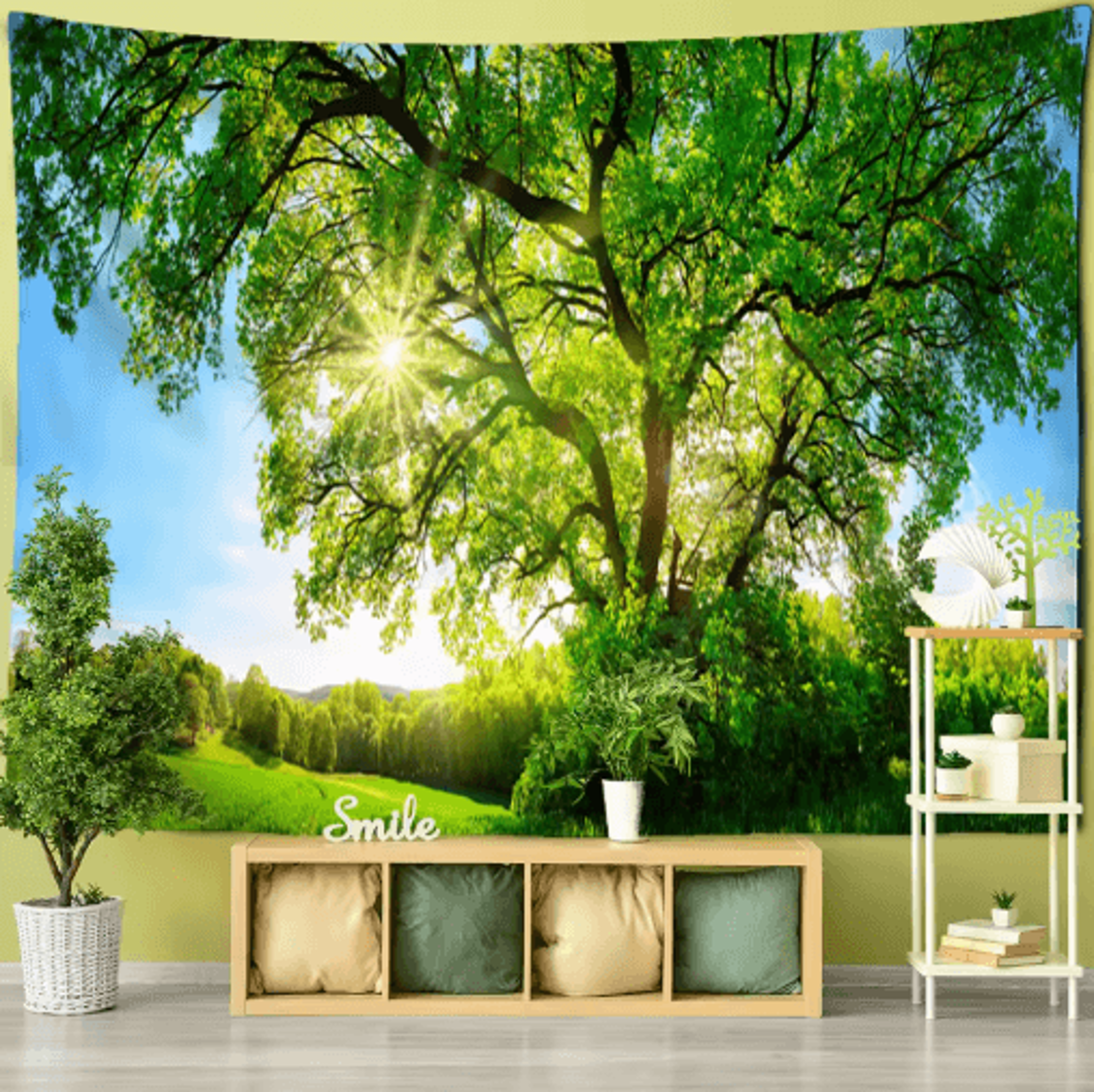 Towering Forest Tapestry  Bohemian Psychedelic Tree Wall Hanging 1