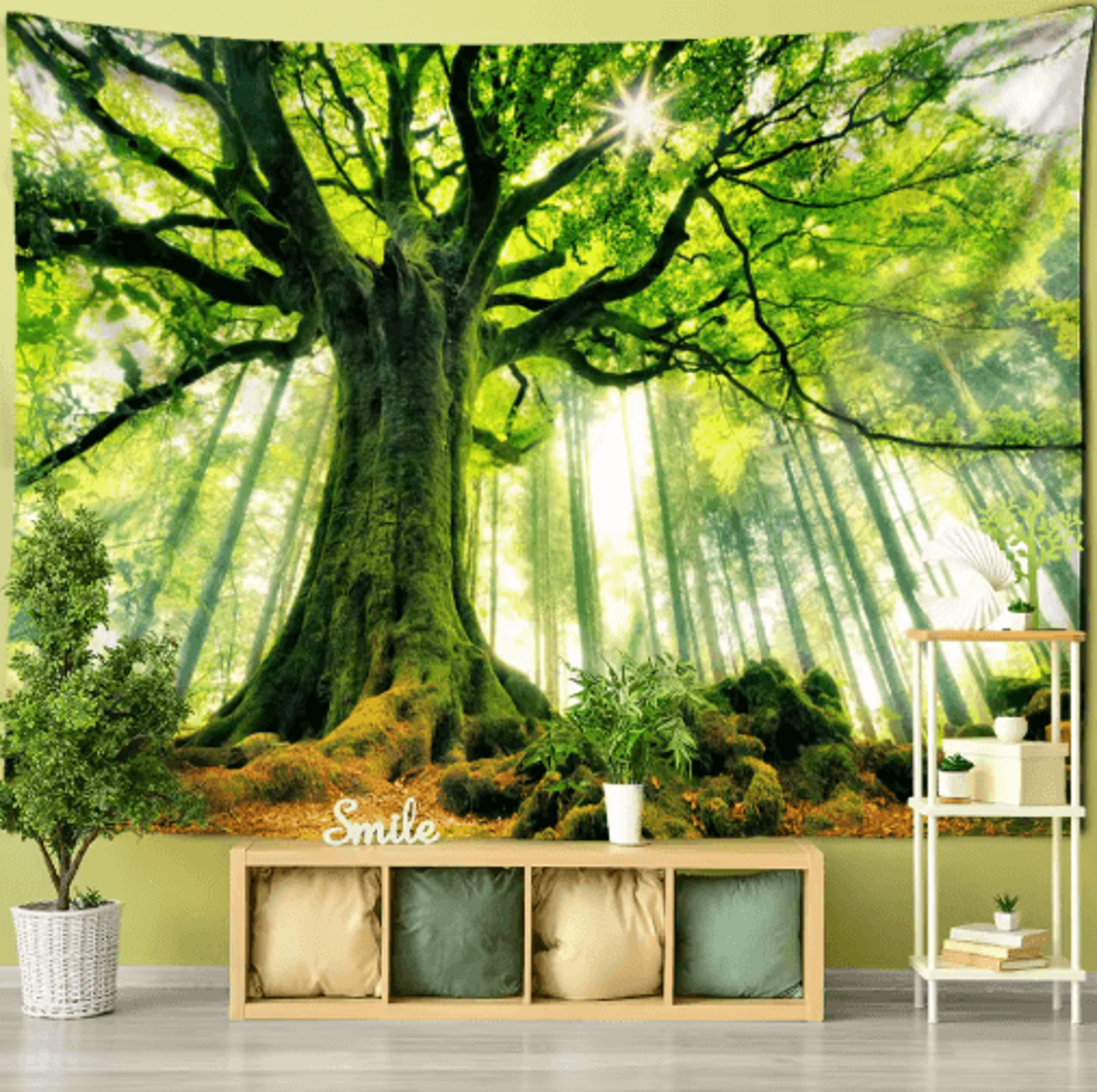 Towering Forest Tapestry  Bohemian Psychedelic Tree Wall Hanging 8