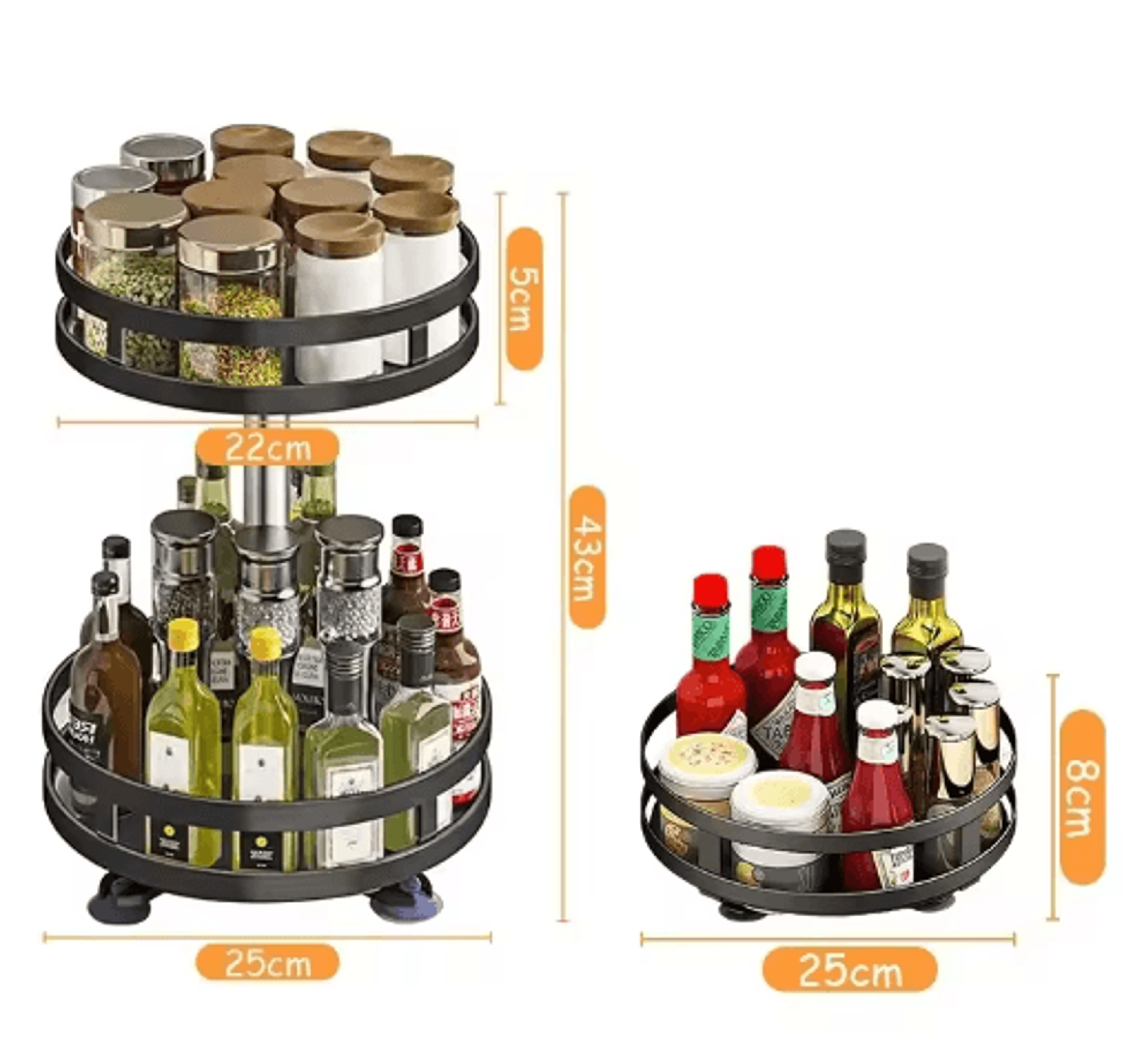 360 Rotating Spice Rack Organizer  Multifunction Kitchen Turntable Storage 4