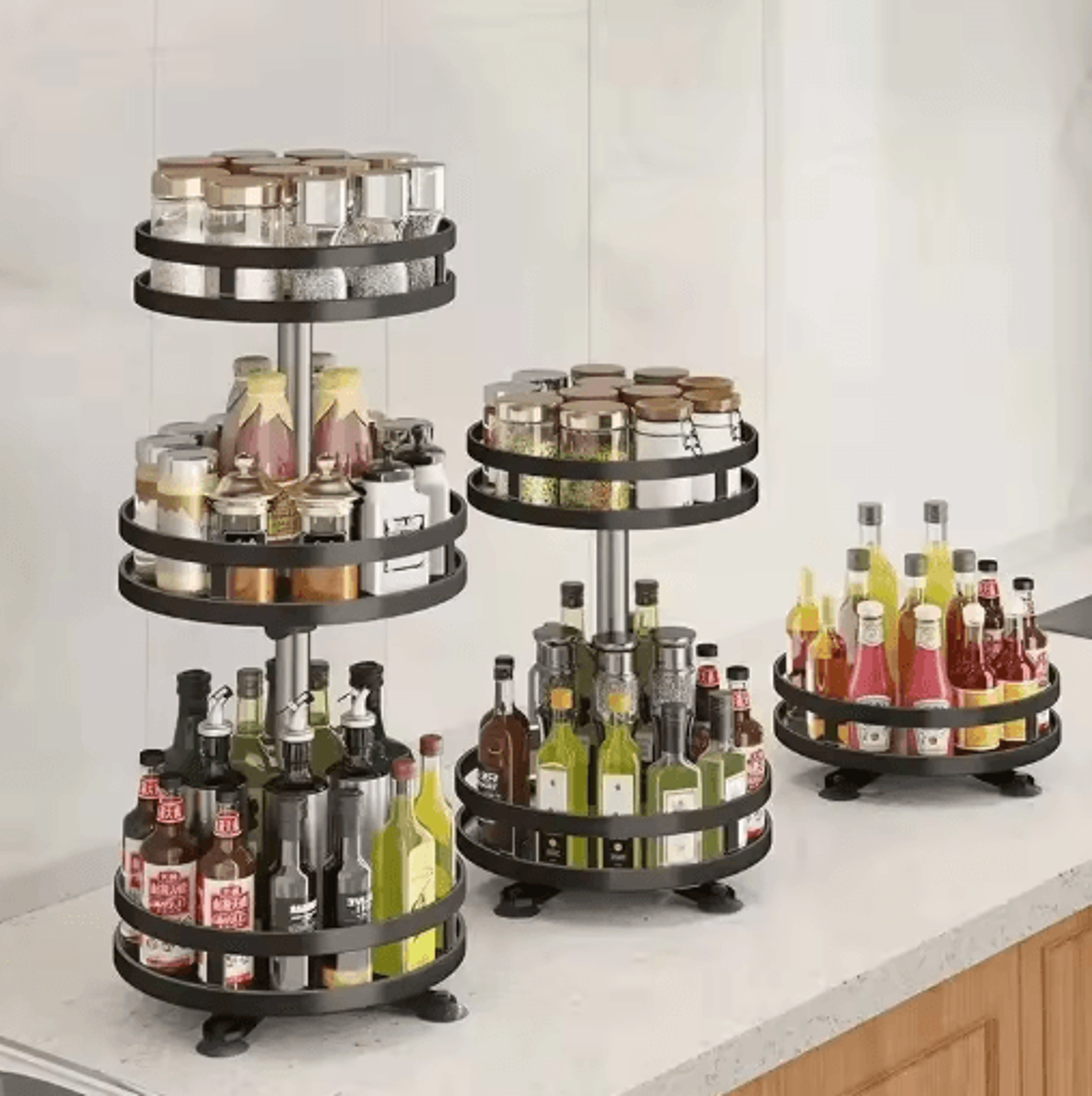 360 Rotating Spice Rack Organizer  Multifunction Kitchen Turntable Storage 0