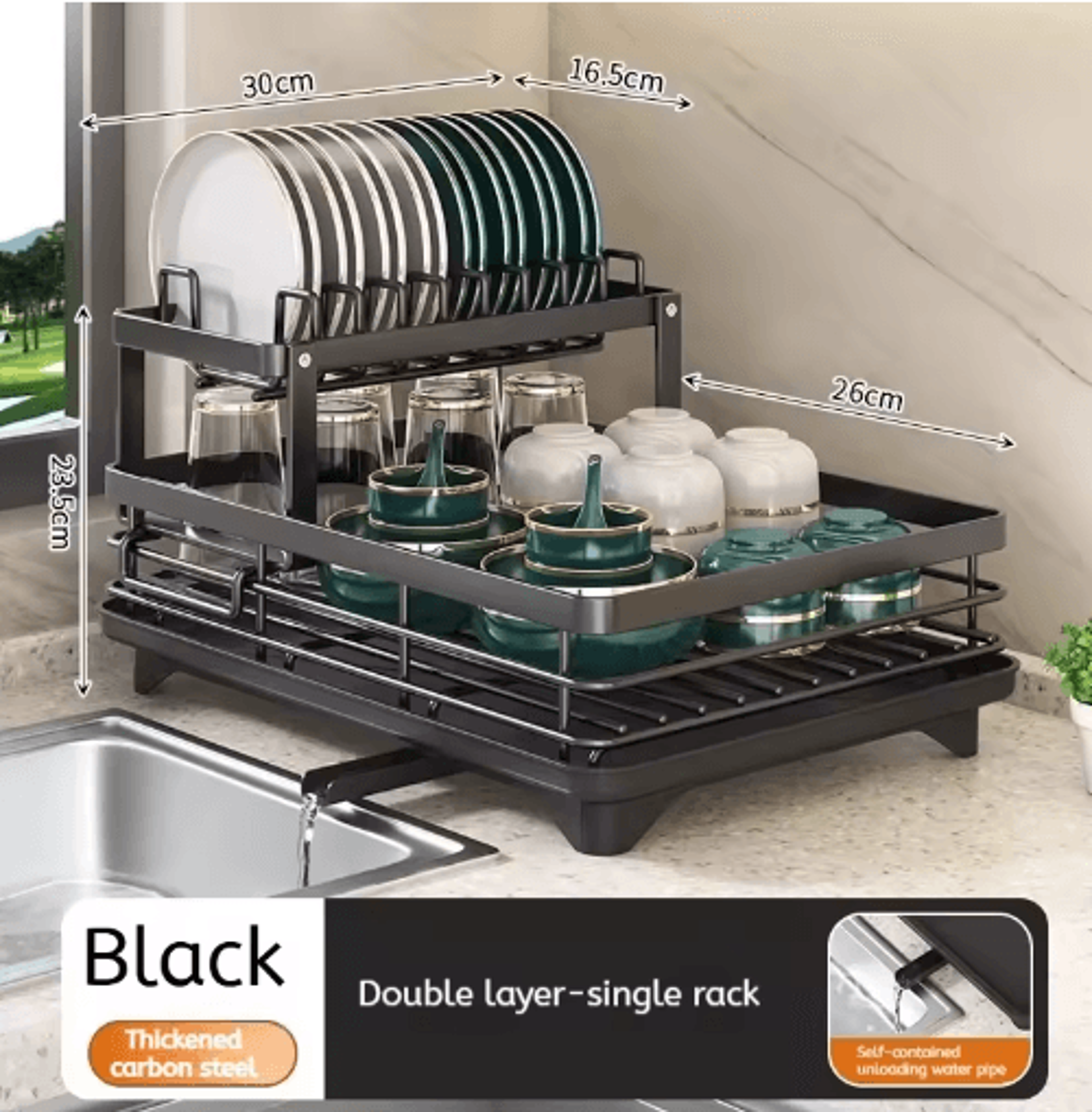 Adjustable Stainless Steel Over Sink Dish Drying Rack With Drainboard 2