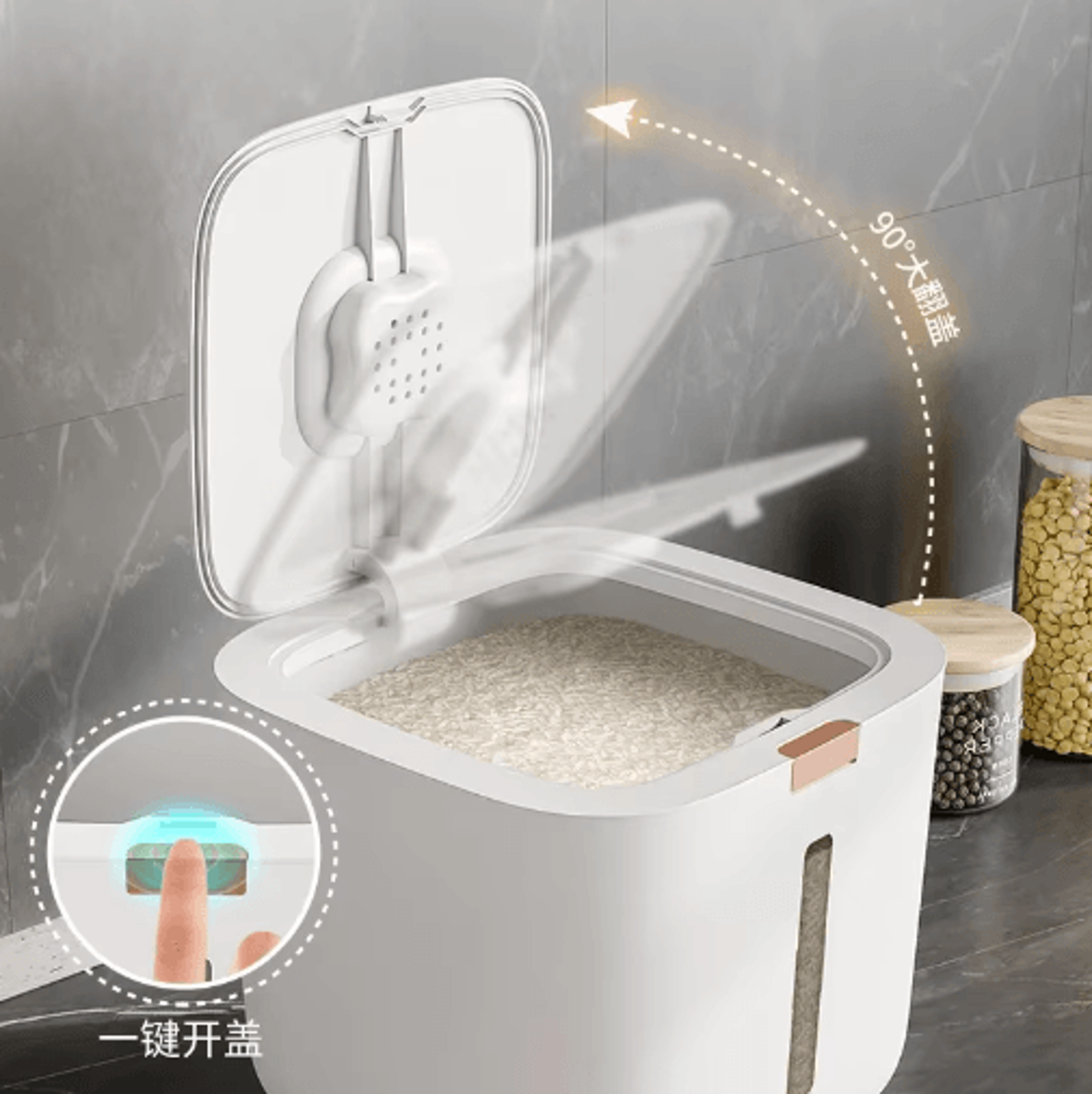 Airtight Rice Storage Container  MoistureProof Grain Bin With Lid 510KG 5
