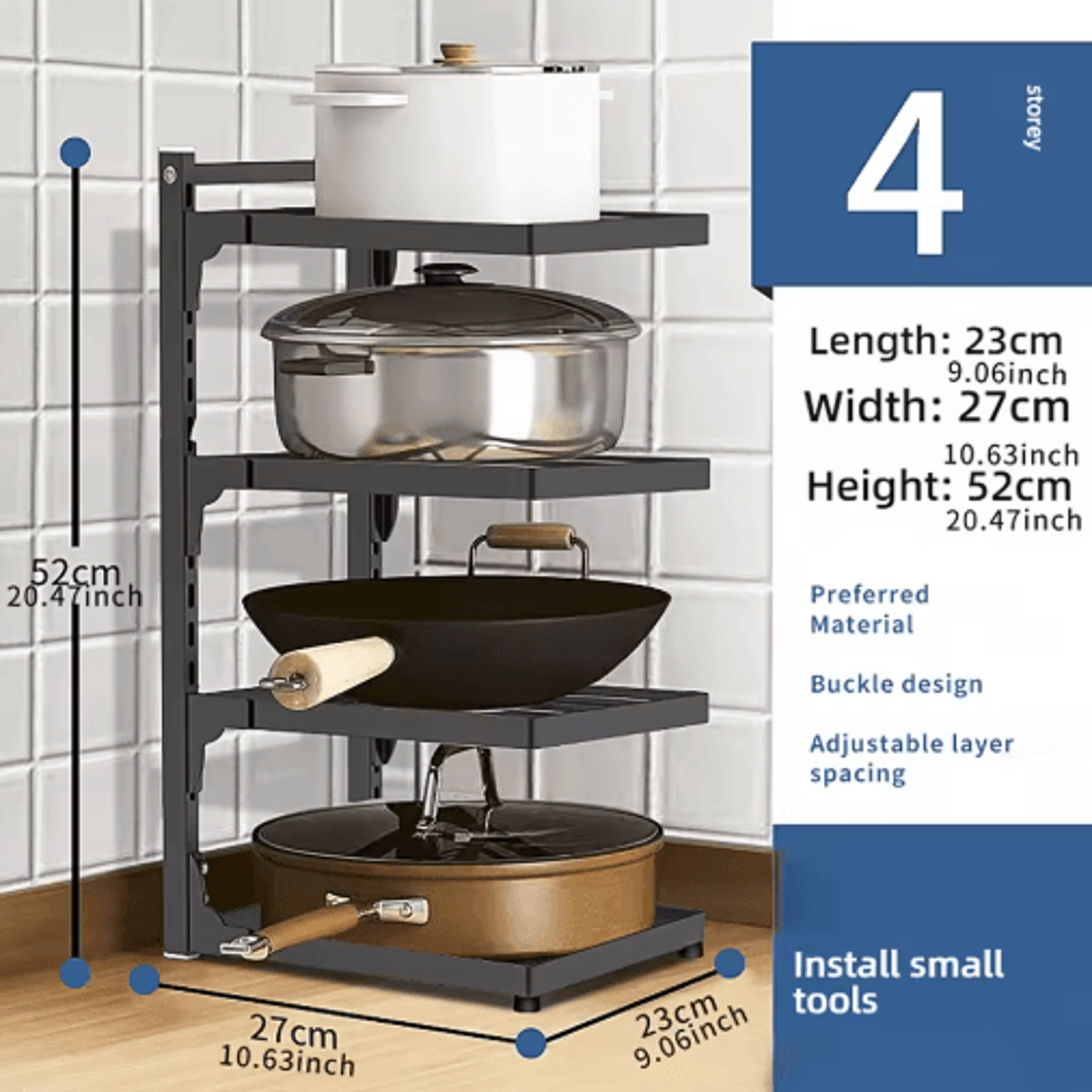 Adjustable MultiTier Kitchen Shelf  SpaceSaving Pot Rack Organizer 1