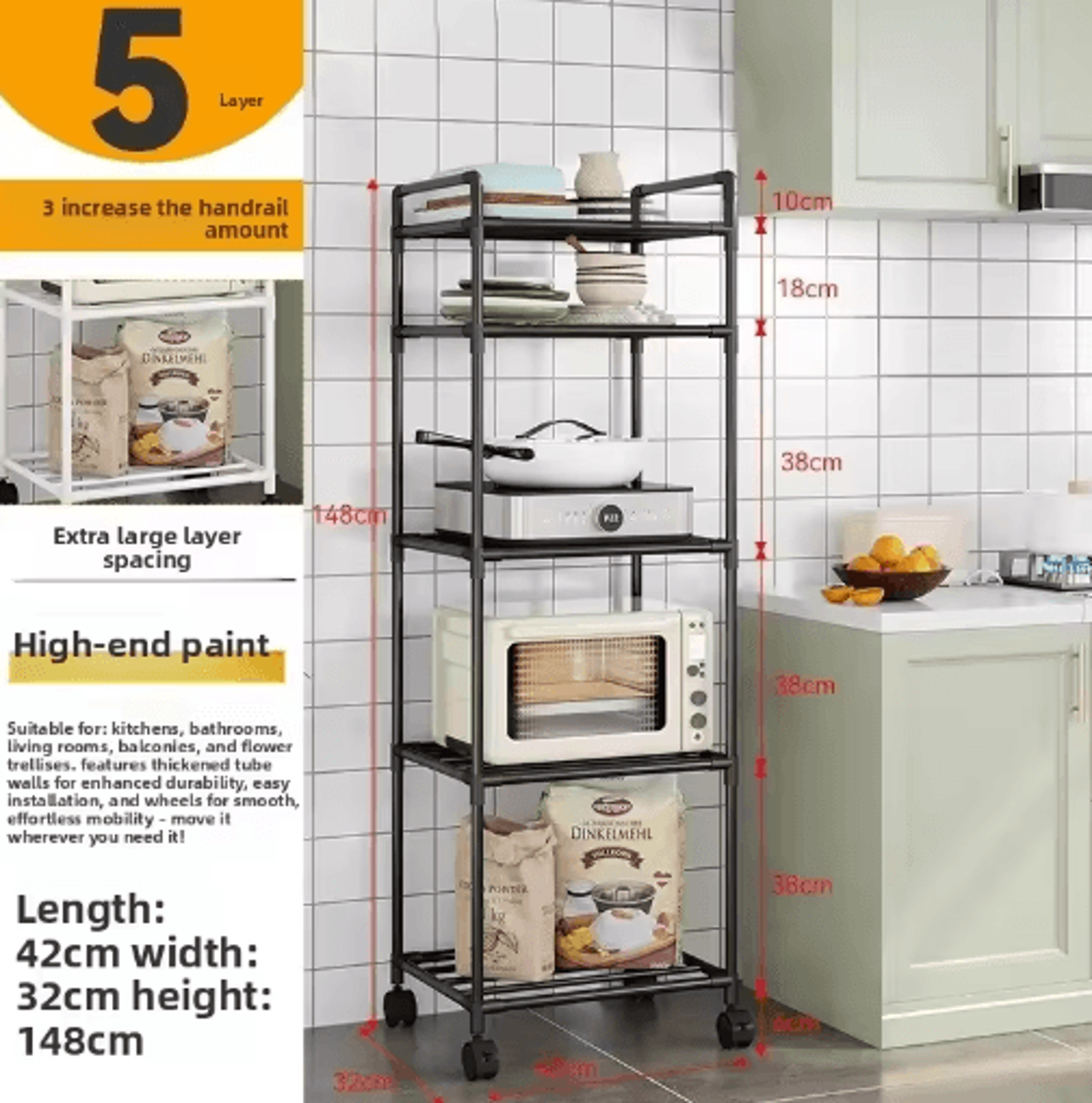 MultiLayer Kitchen Storage Rack  Removable Floor  Wall Organizer Shelf 11