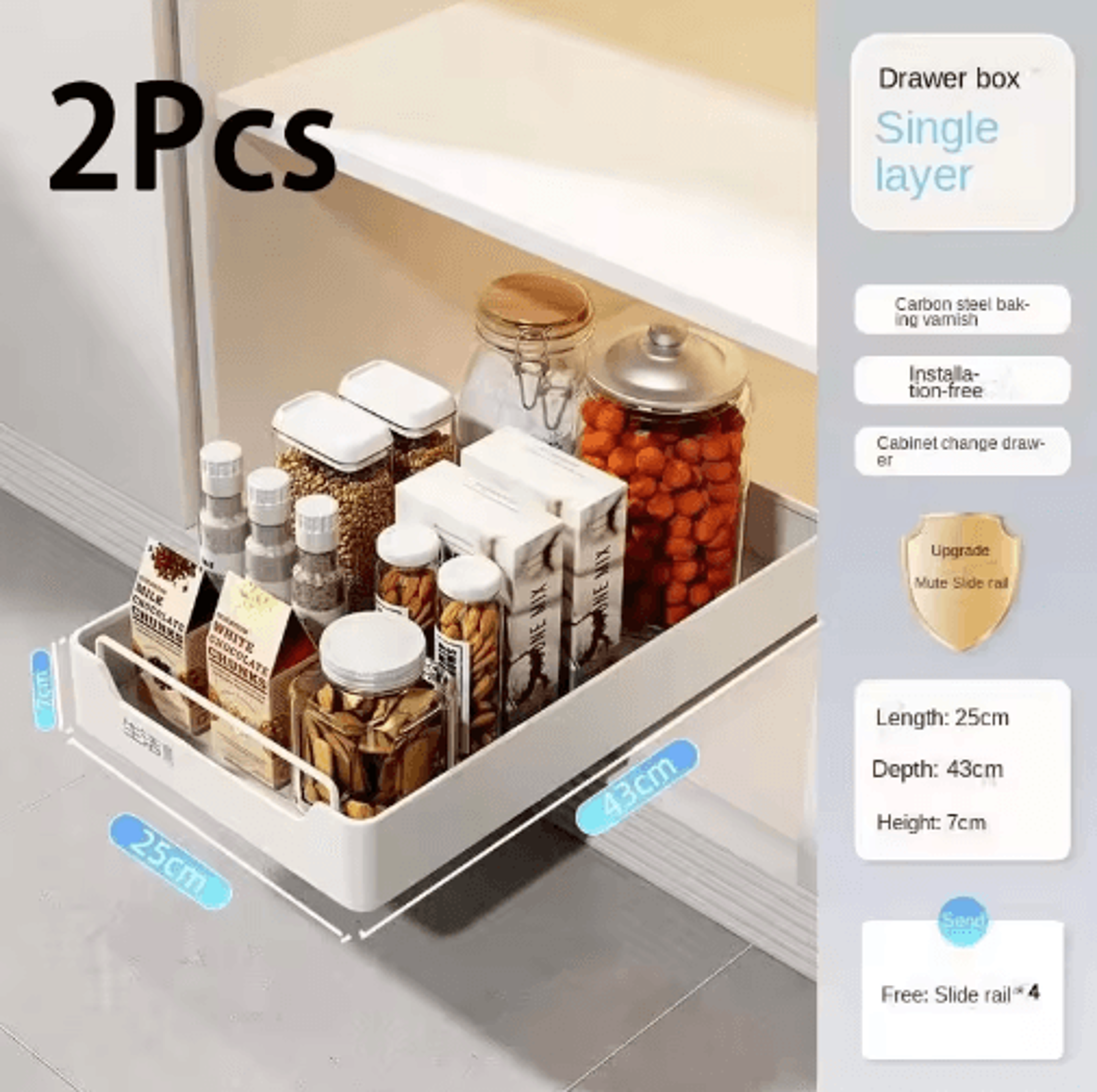 PullOut Kitchen Organizer Rack  Sliding Drawer Spice  Cabinet Storage Tray 15