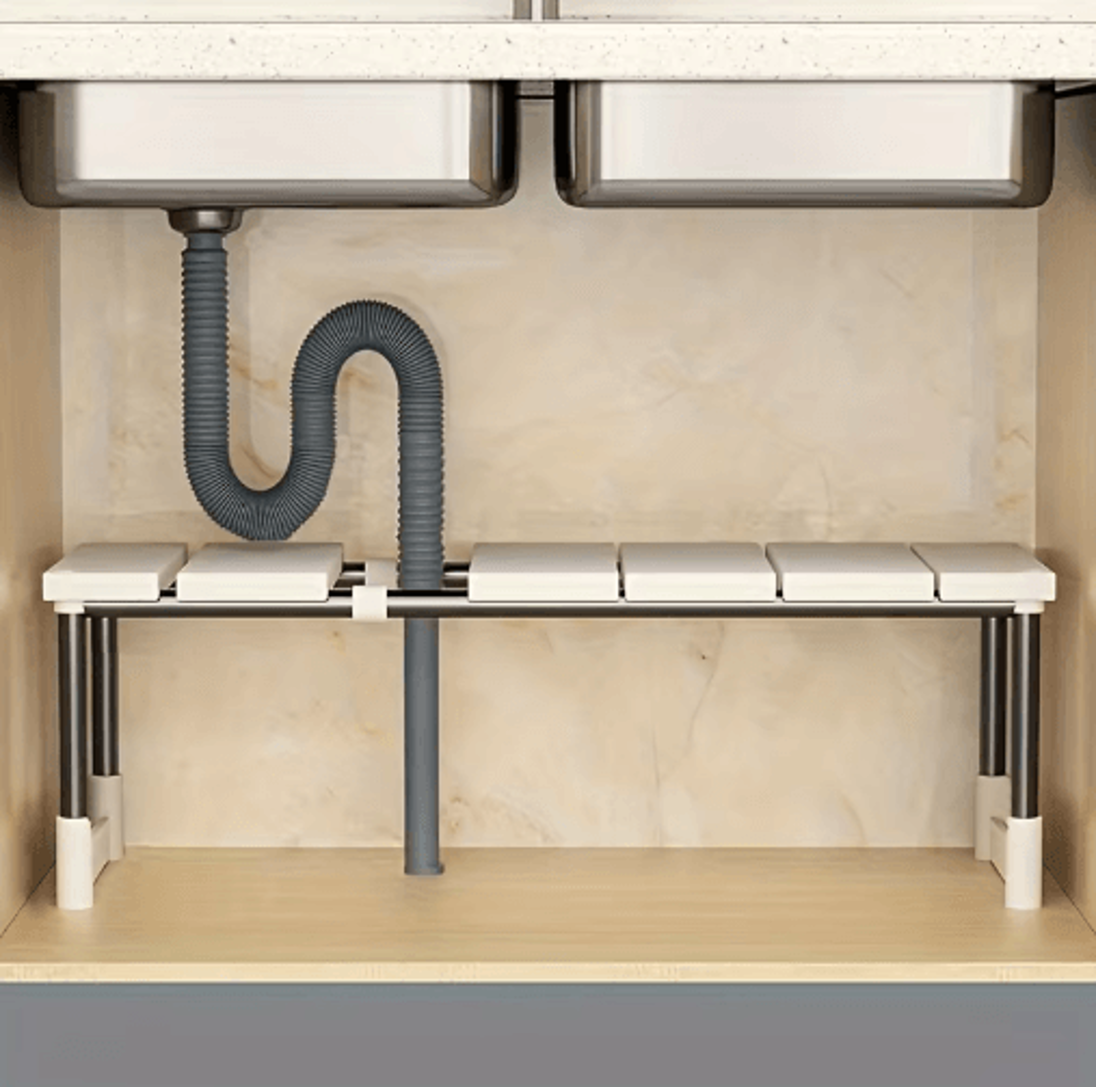 Adjustable Under Sink Storage Rack  Expandable MultiLayer Kitchen Organizer 5