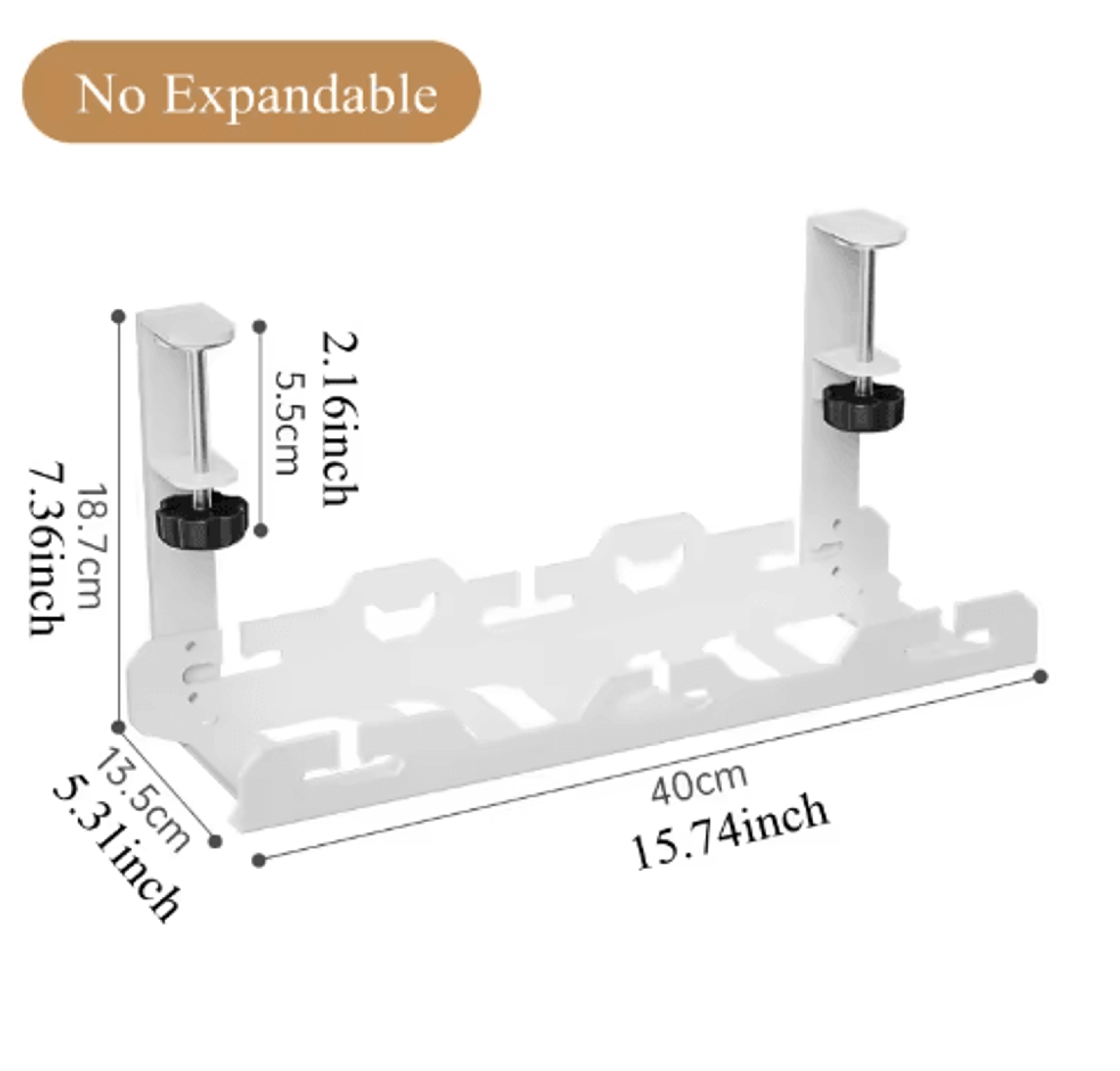 Telescopic Under Desk Cable Organizer Tray  NoDrill Metal Wire Management Rack 2