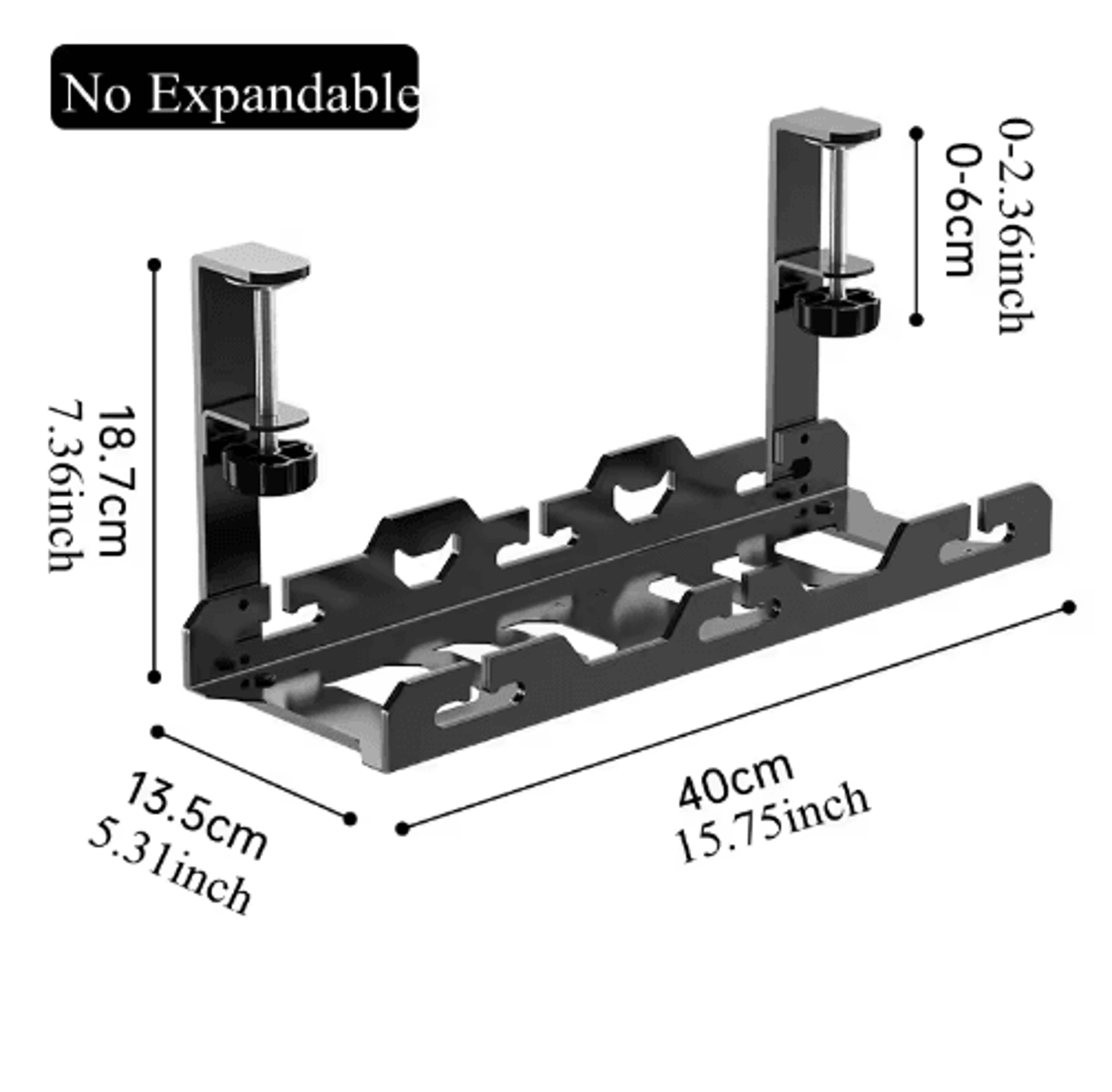 Telescopic Under Desk Cable Organizer Tray  NoDrill Metal Wire Management Rack 4