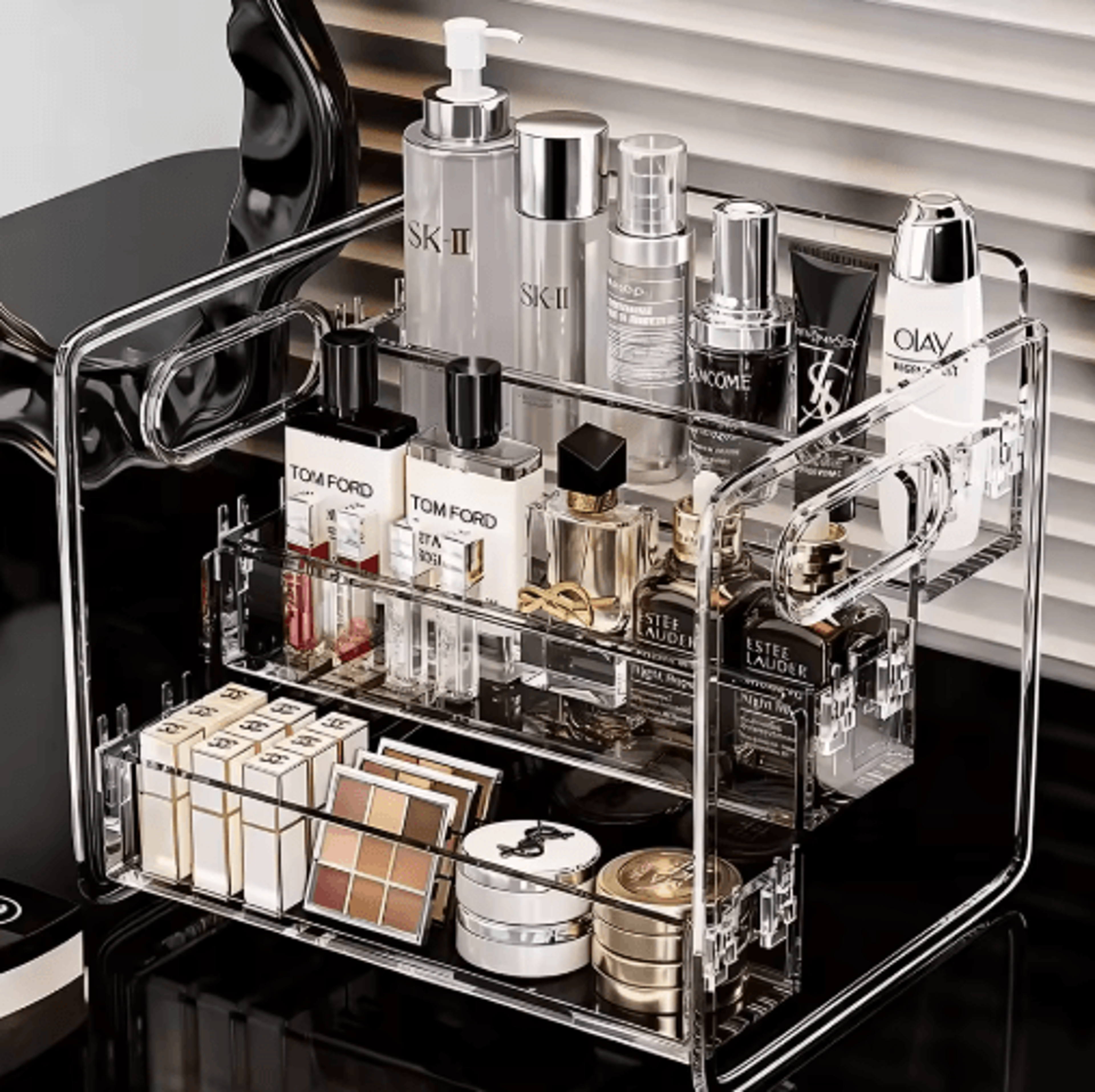 3Tier Acrylic Perfume Display Stand Transparent Cosmetic Organizer Shelf 5