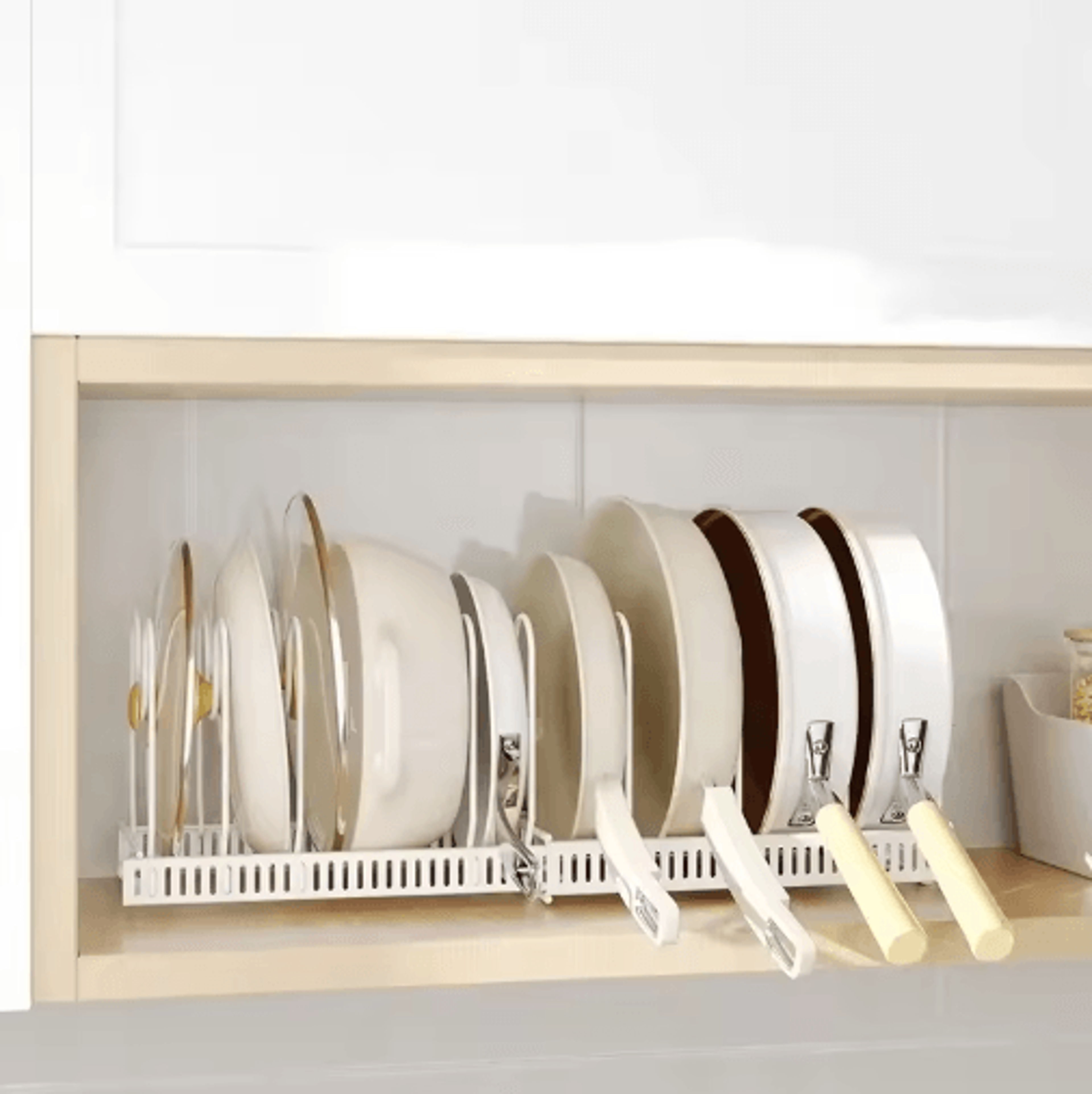 Adjustable Multi Layer Pot  Dish Rack Retractable Carbon Steel Kitchen Organizer 6