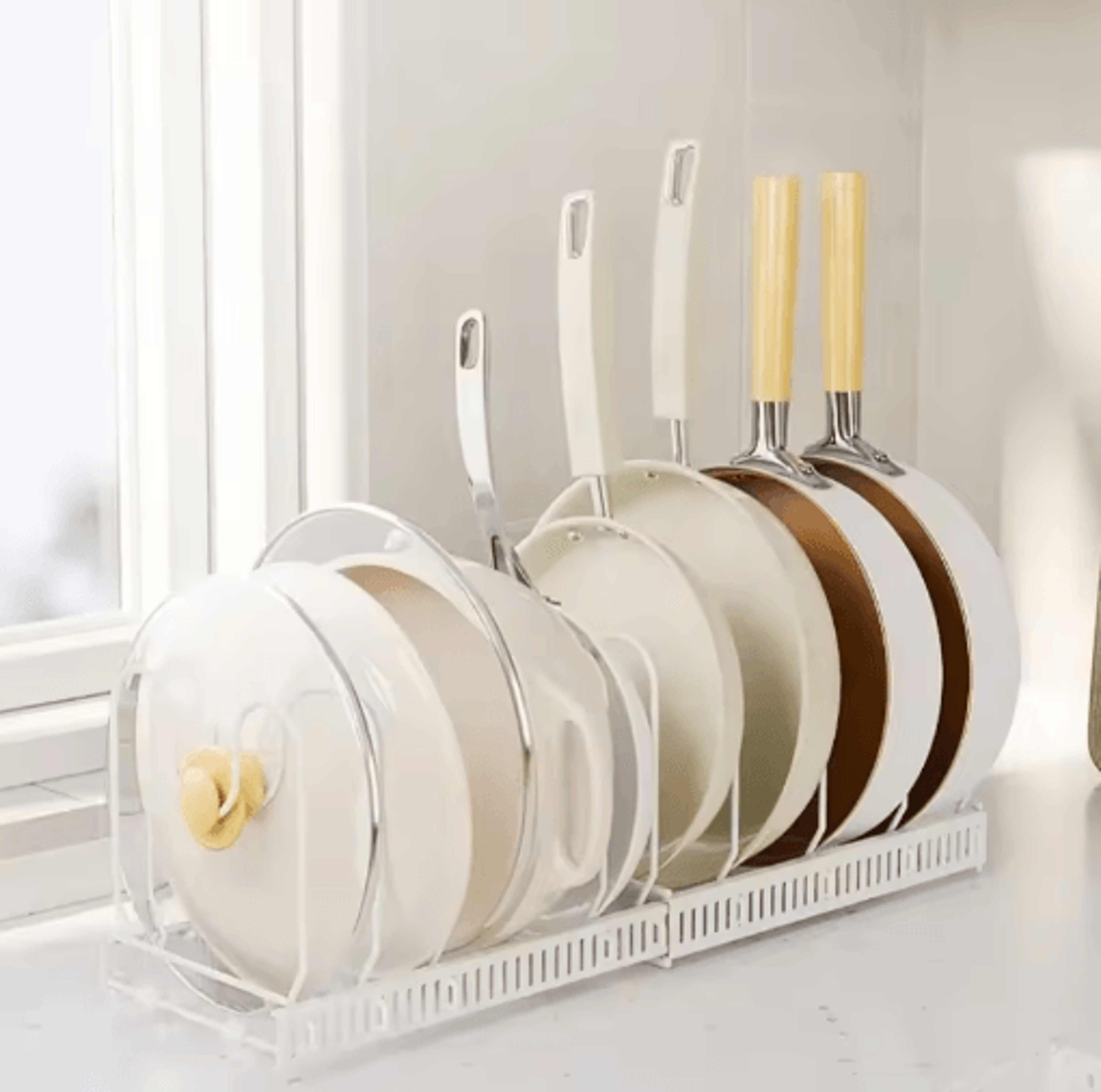 Adjustable Multi Layer Pot  Dish Rack Retractable Carbon Steel Kitchen Organizer 8