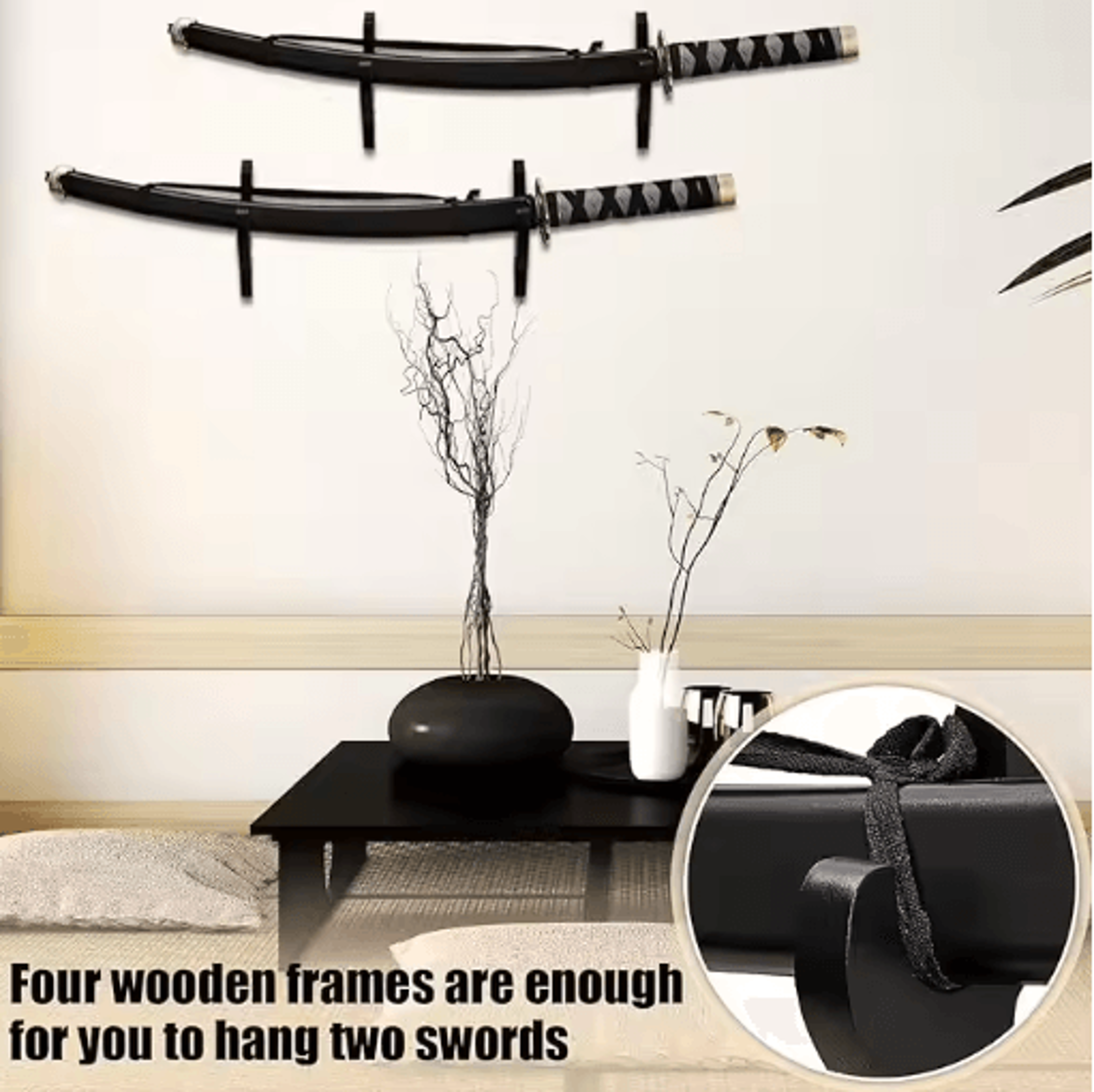 Wooden Katana Wall Mount Rack Samurai Sword  Weapon Display Shelf 7