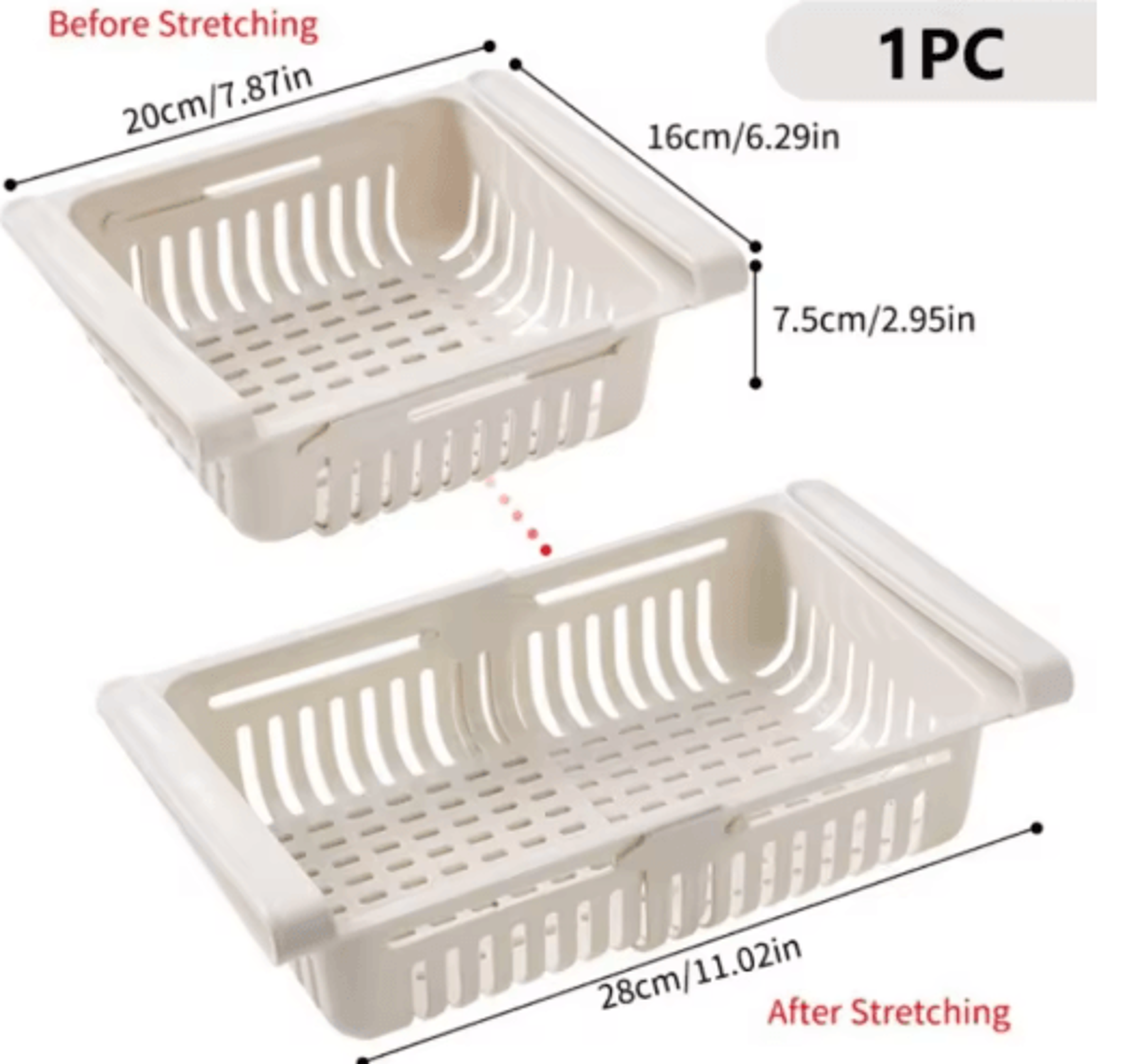 PullOut Refrigerator Drawer Organizer  UnderShelf Fridge Storage Tray 3
