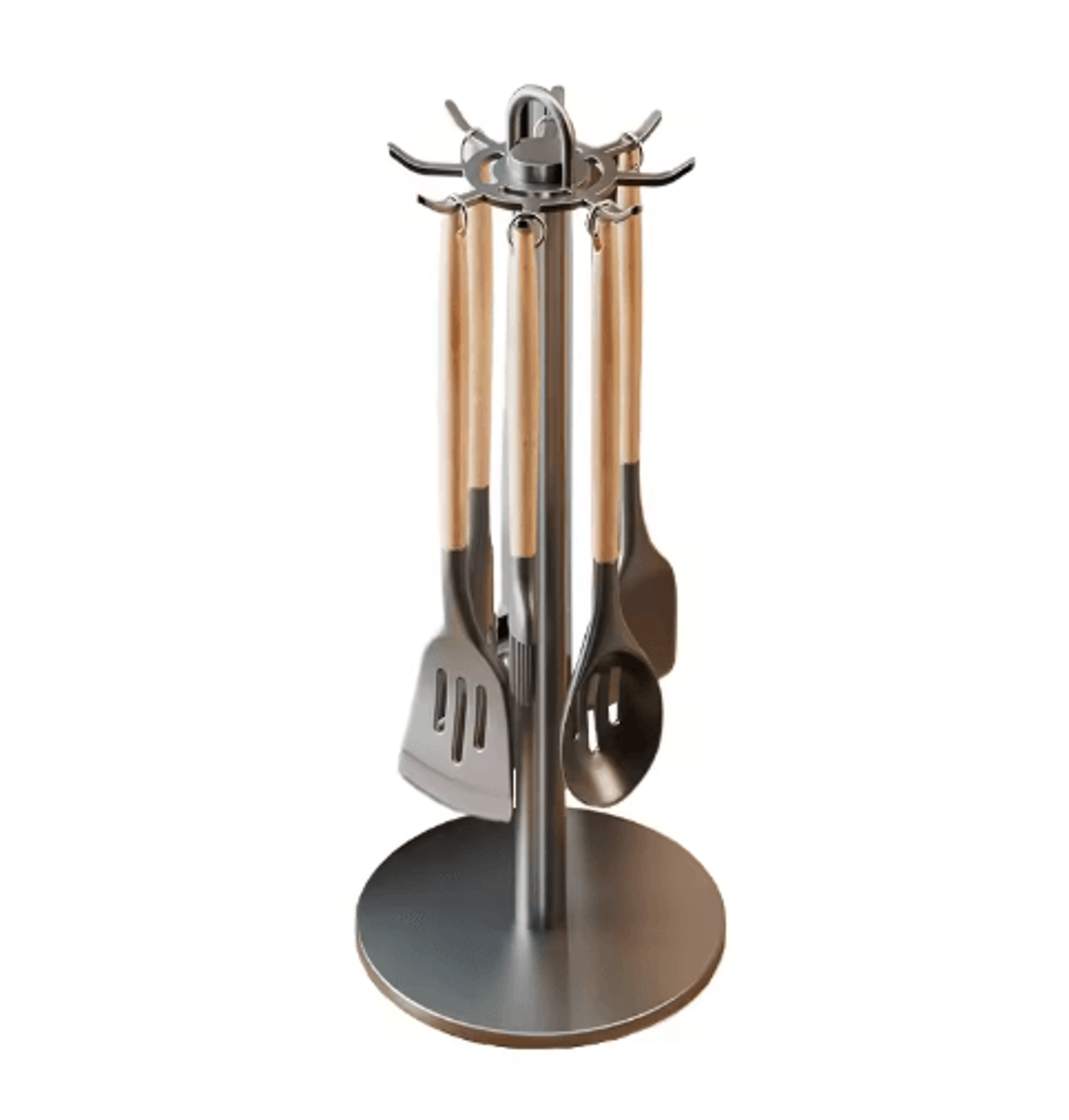 Rotating Kitchen Utensil Stand With 8 Hooks  SpaceSaving Countertop Organizer 3
