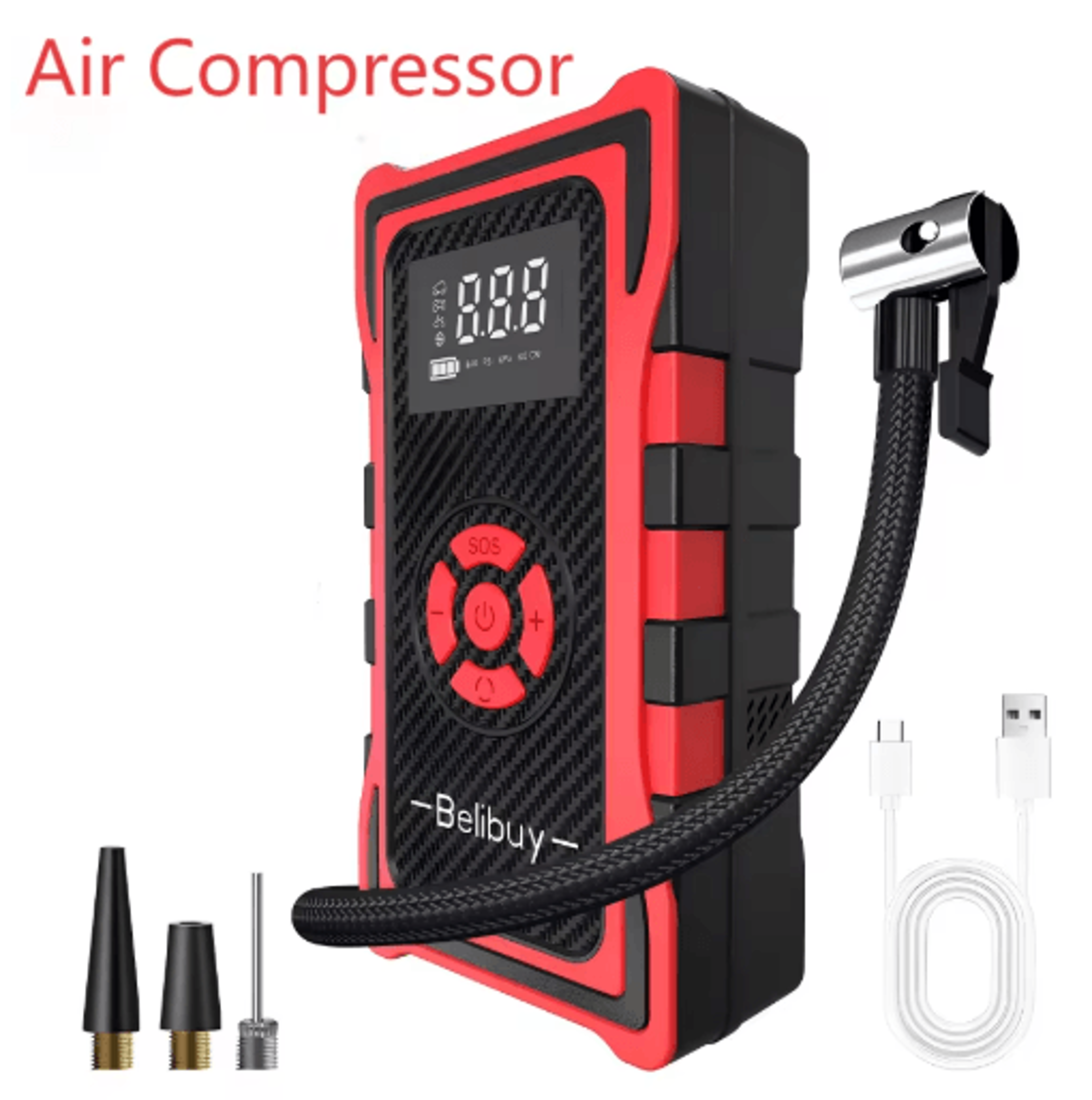 Portable 150 PSI Car Jump Starter  Air Compressor Multi Function Emergency Power Kit 3