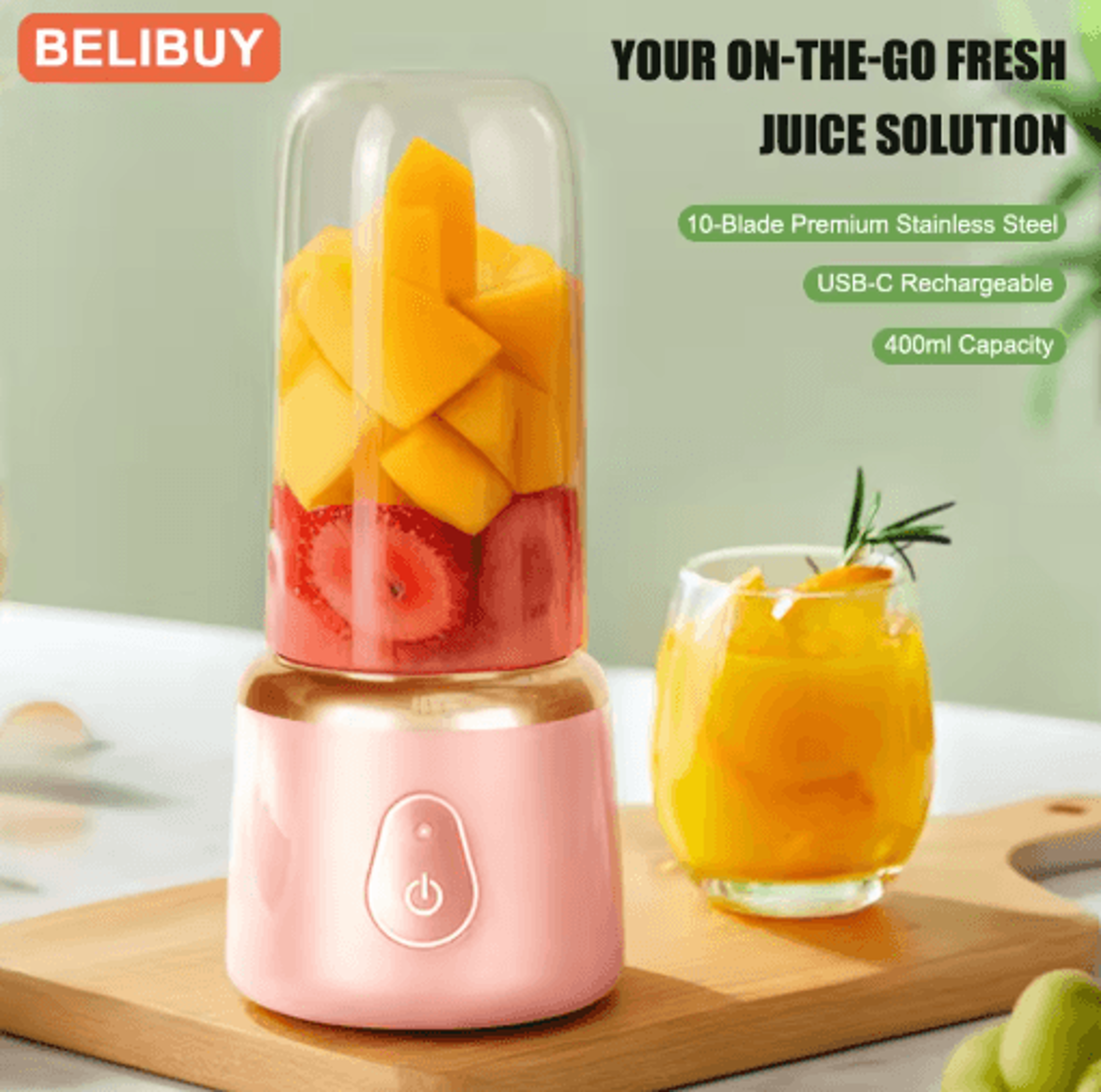 400ML Portable USB Juicer Blender  Mini Smoothie  Fruit Juicing Cup 0