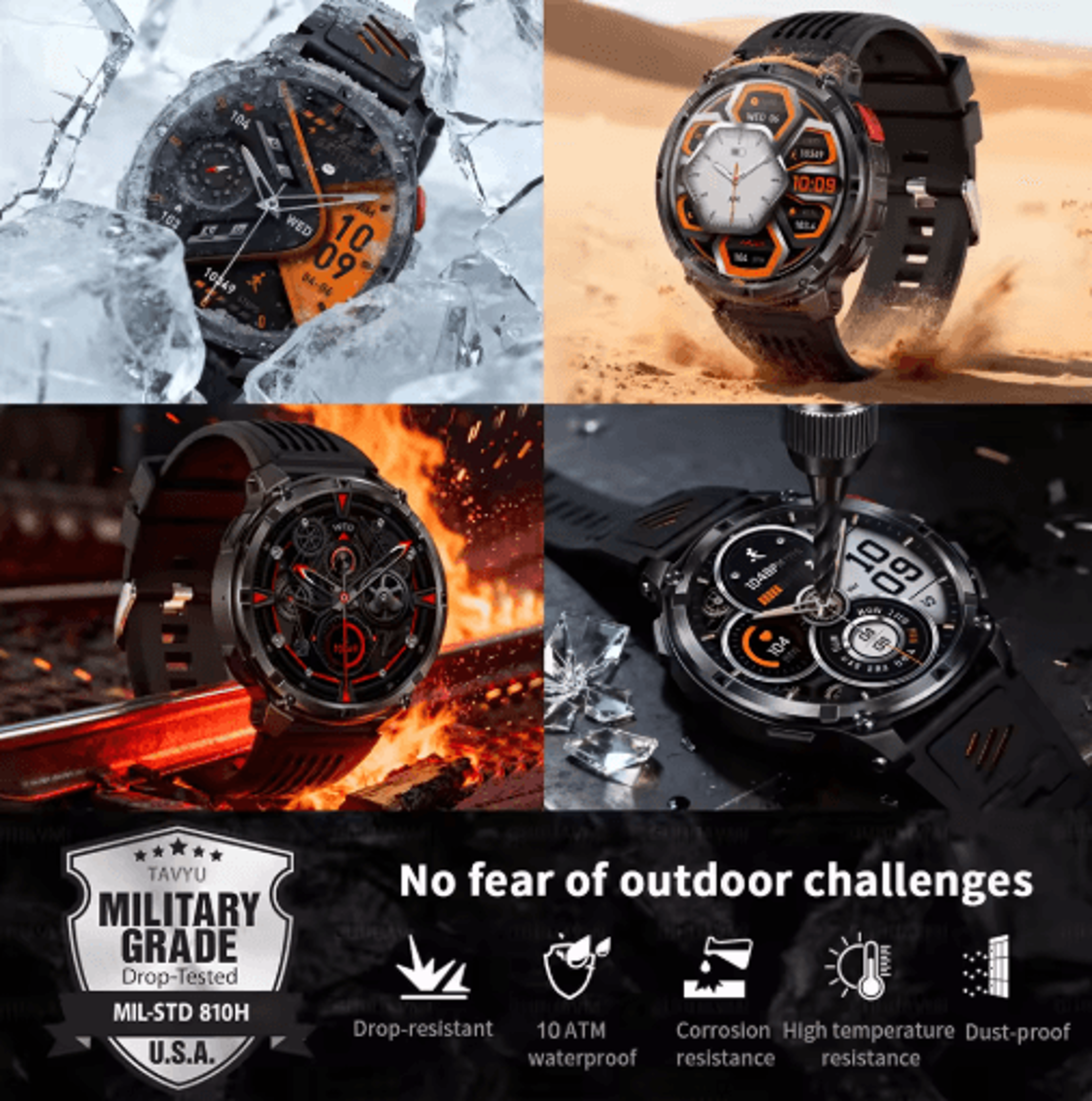 TRex 3 Pro Rugged Smartwatch  Military GPS  10ATM Waterproof Power Watch 17