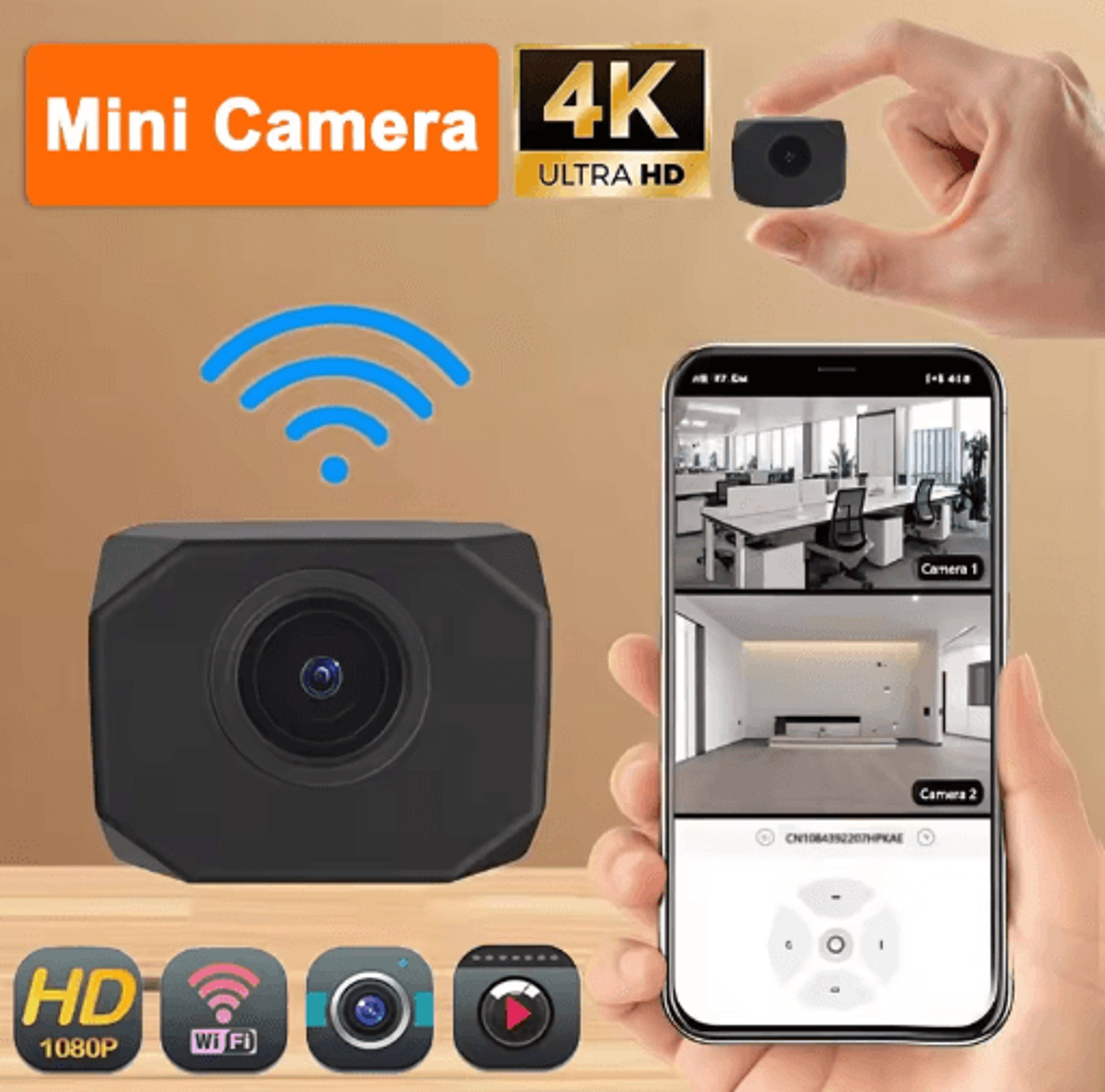 SecureView 4K Mini WiFi IP Camera Portable Remote Monitoring HD Security Cam 0