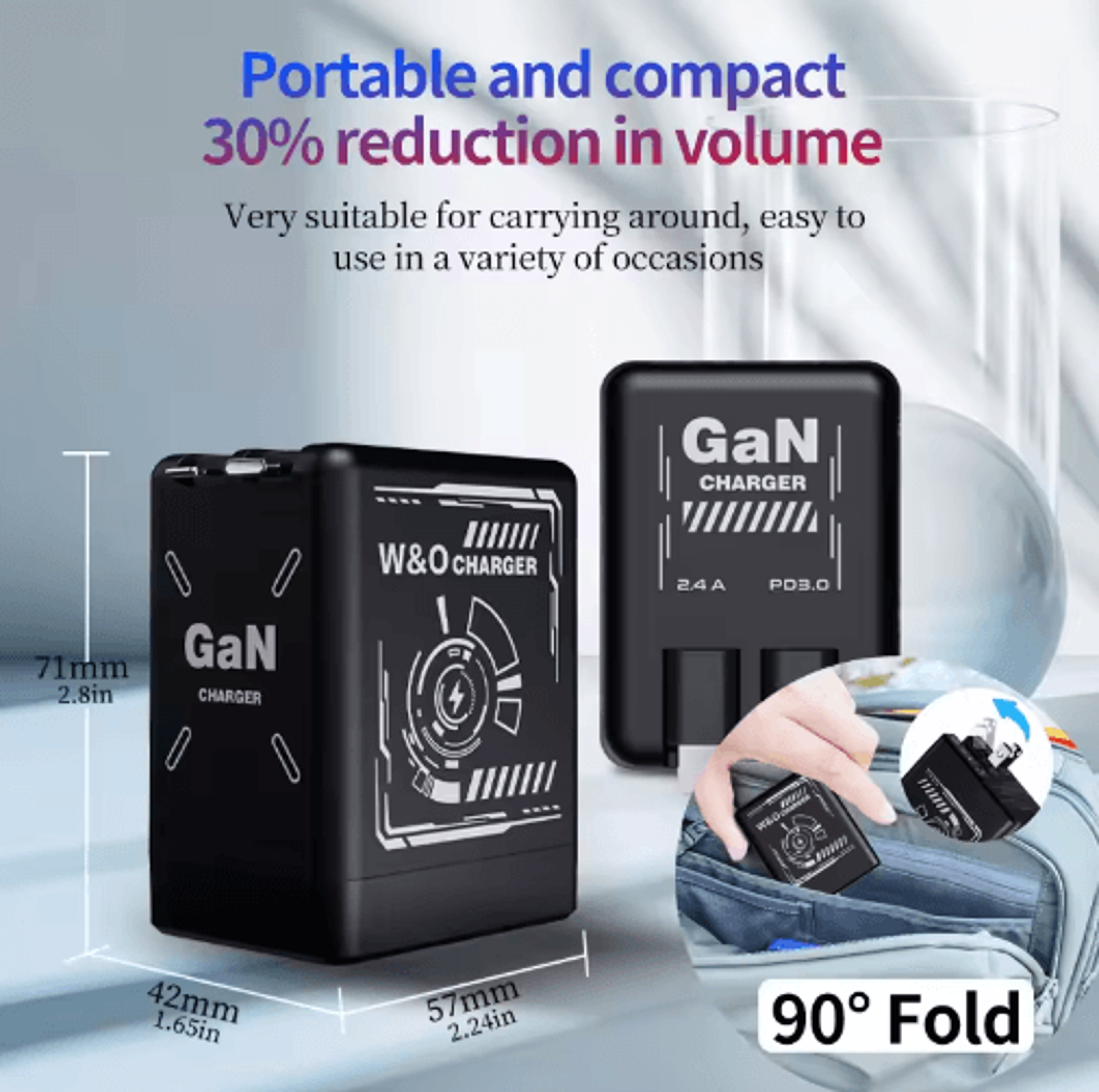 GaN Super Fast Charging Adapter Compact Portable USB C Travel Charger For IPhone  Android 11