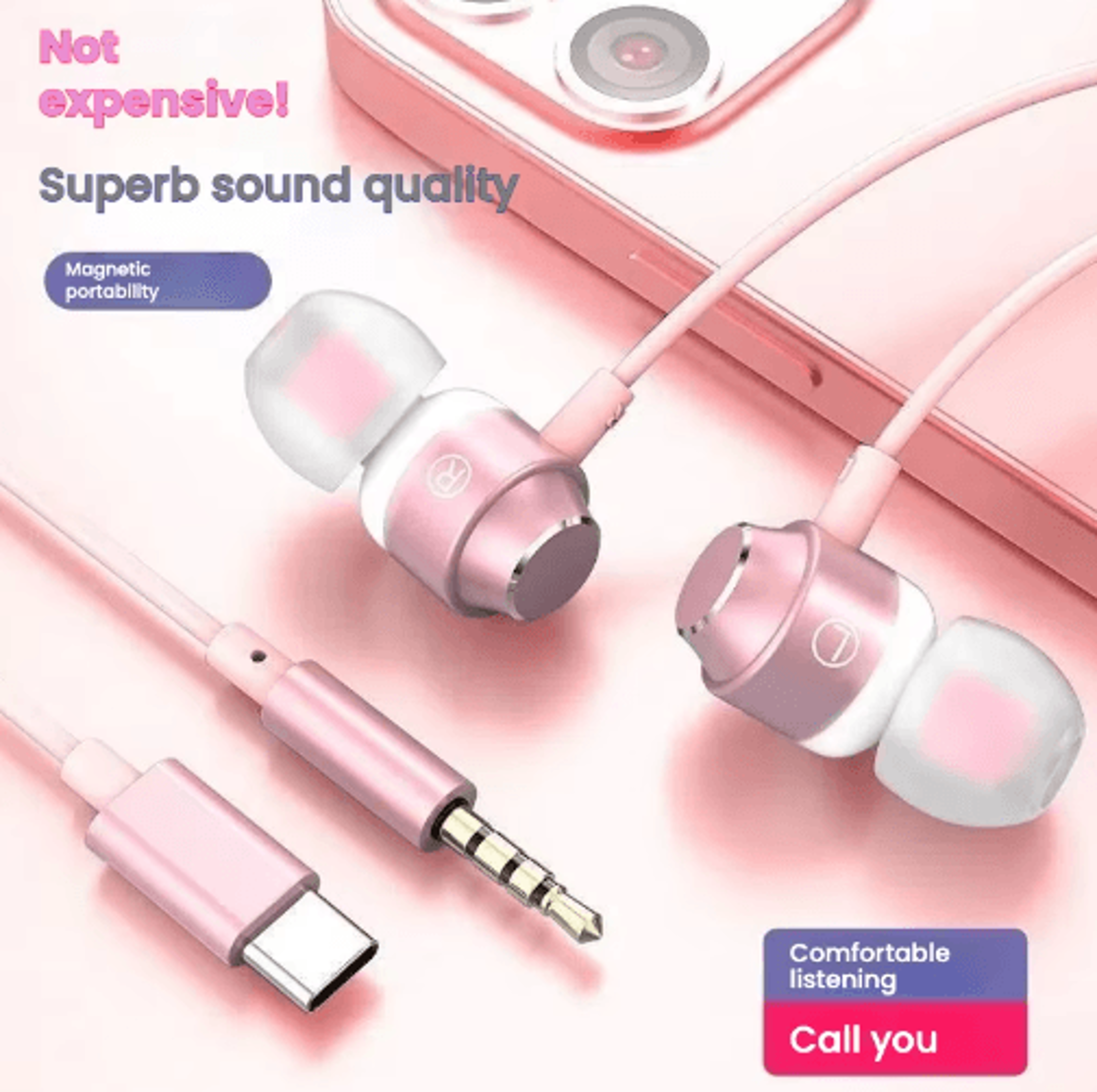 Premium USBC Wired Earbuds  12M Type C Headphones With Digital Chip For Android  IOS 0