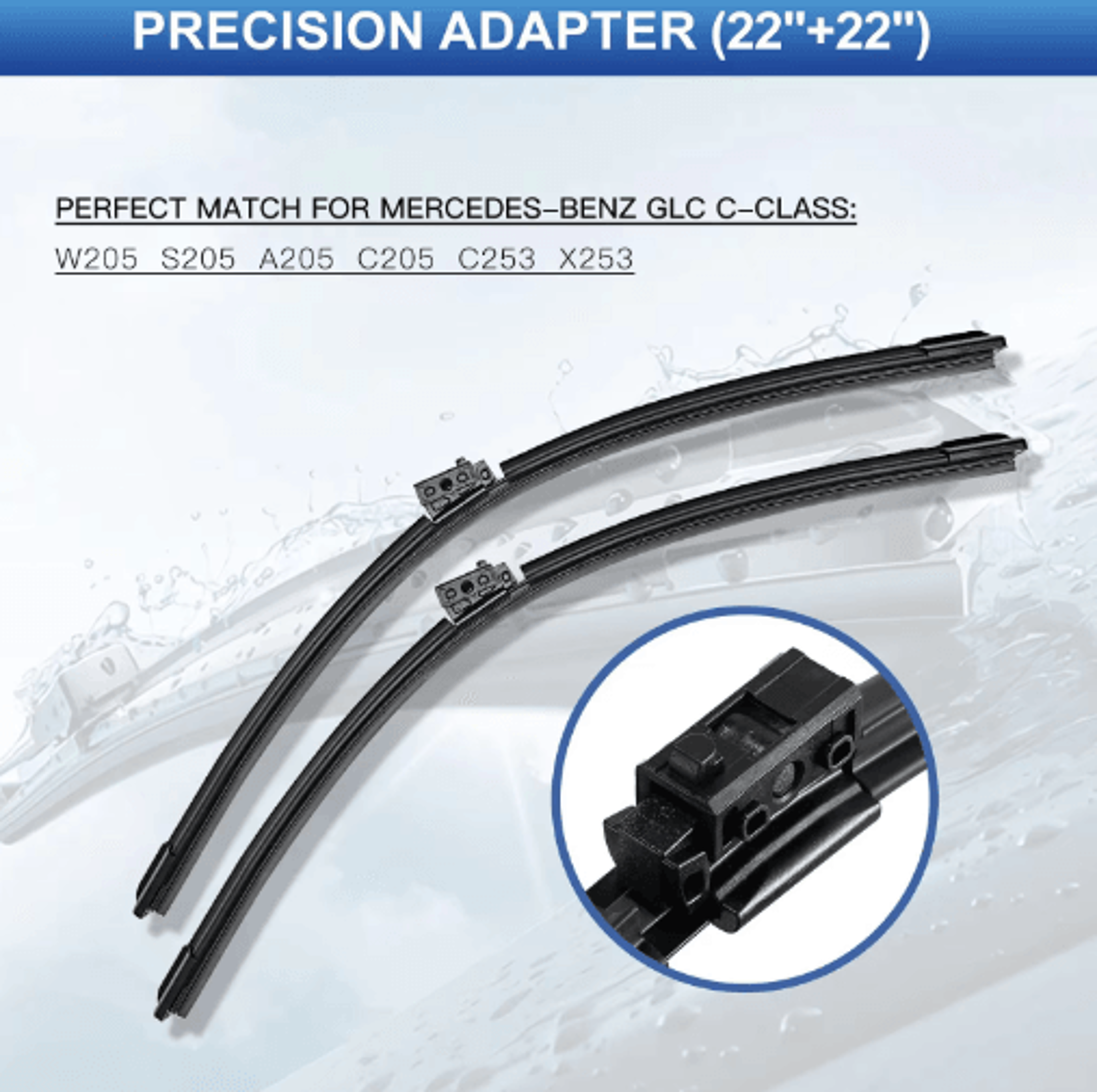 22 Front Wiper Blade Set For Mercedes W205  GLC  Premium Windscreen Replacement LHDRHD 3