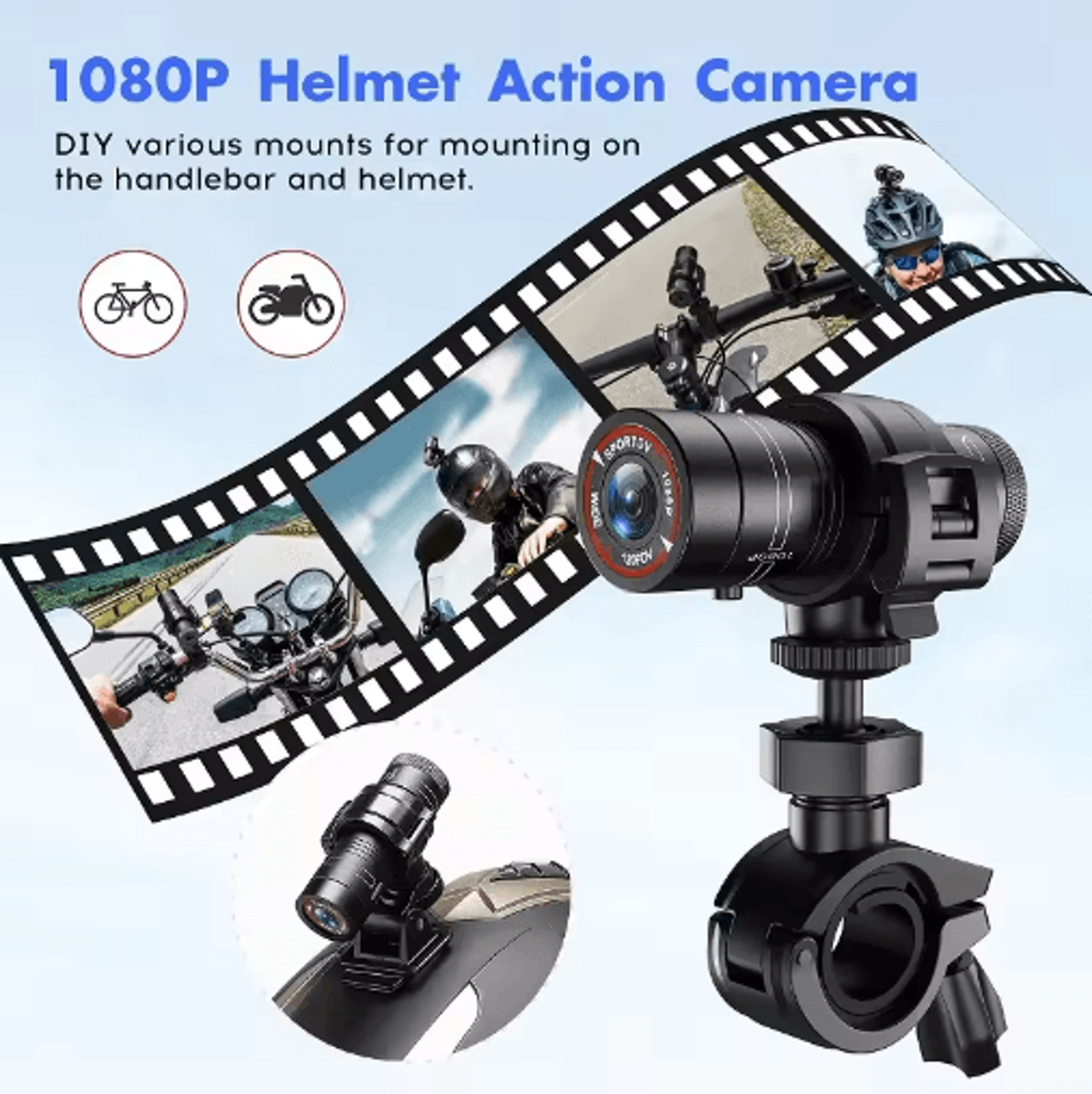 Mini 1080P Action Camera With Flashlight  Waterproof Helmet Camera For Bike  Motorcycle 5